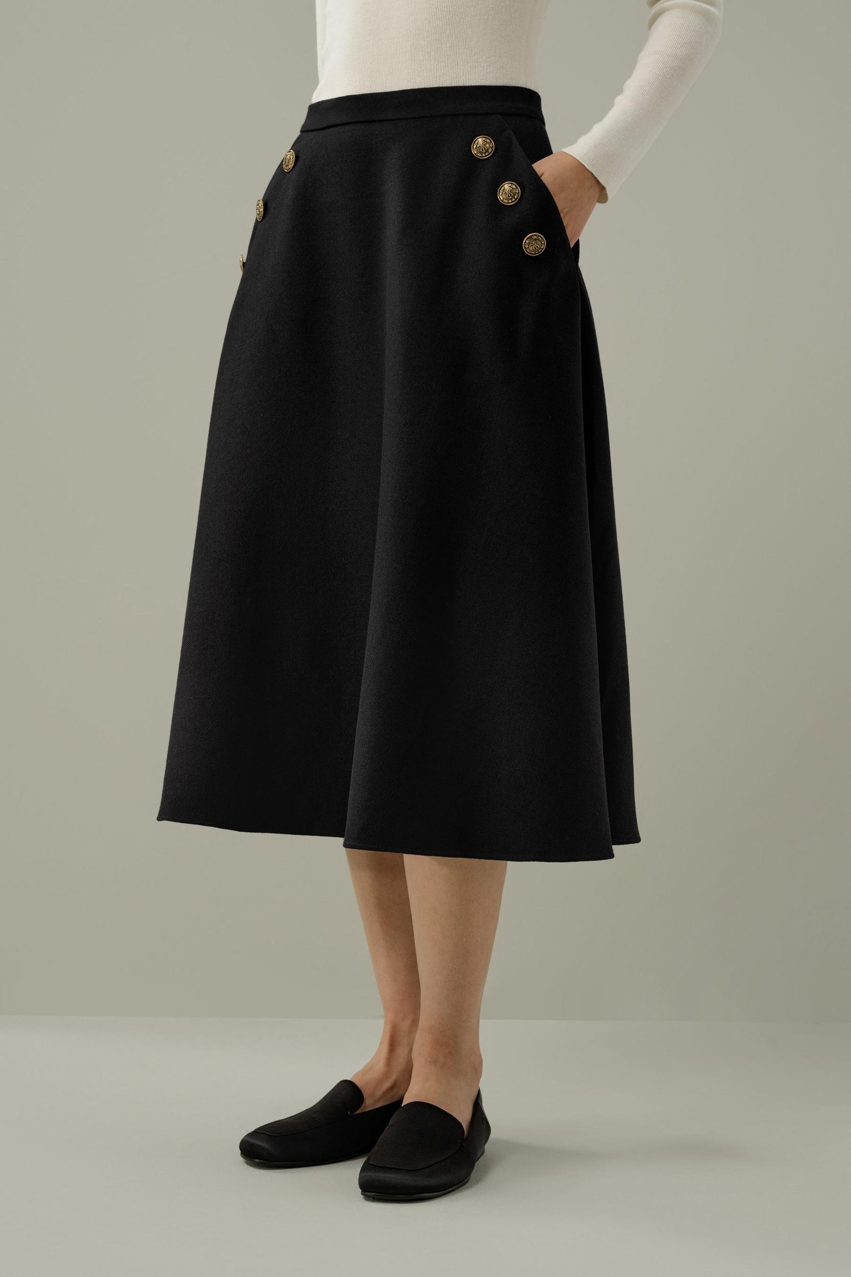 Refined Silk-Wool A-Line Midi Skirt Product Image
