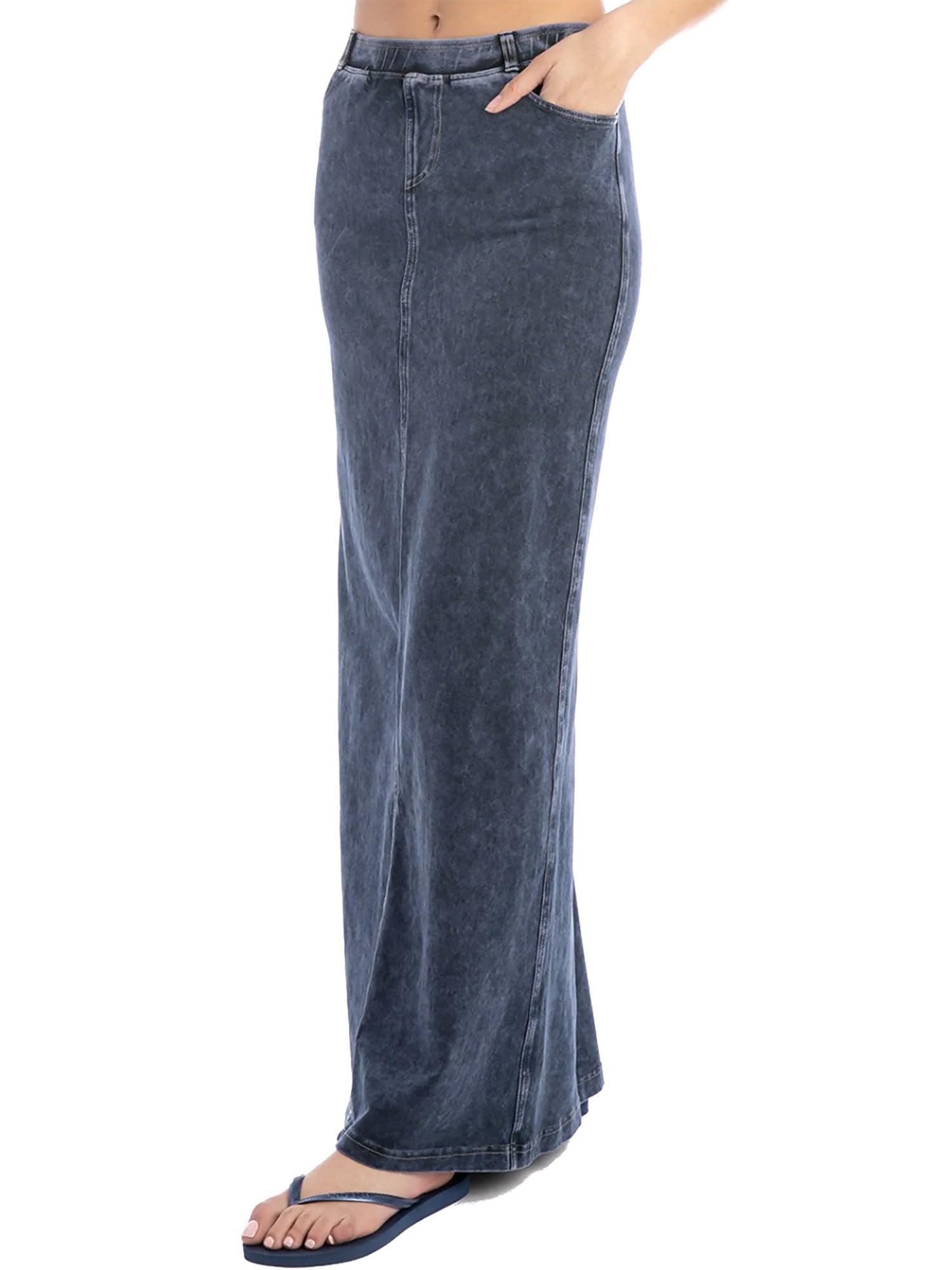 Hard Tail Long Denim Back Inset Skirt WJ-127 Product Image