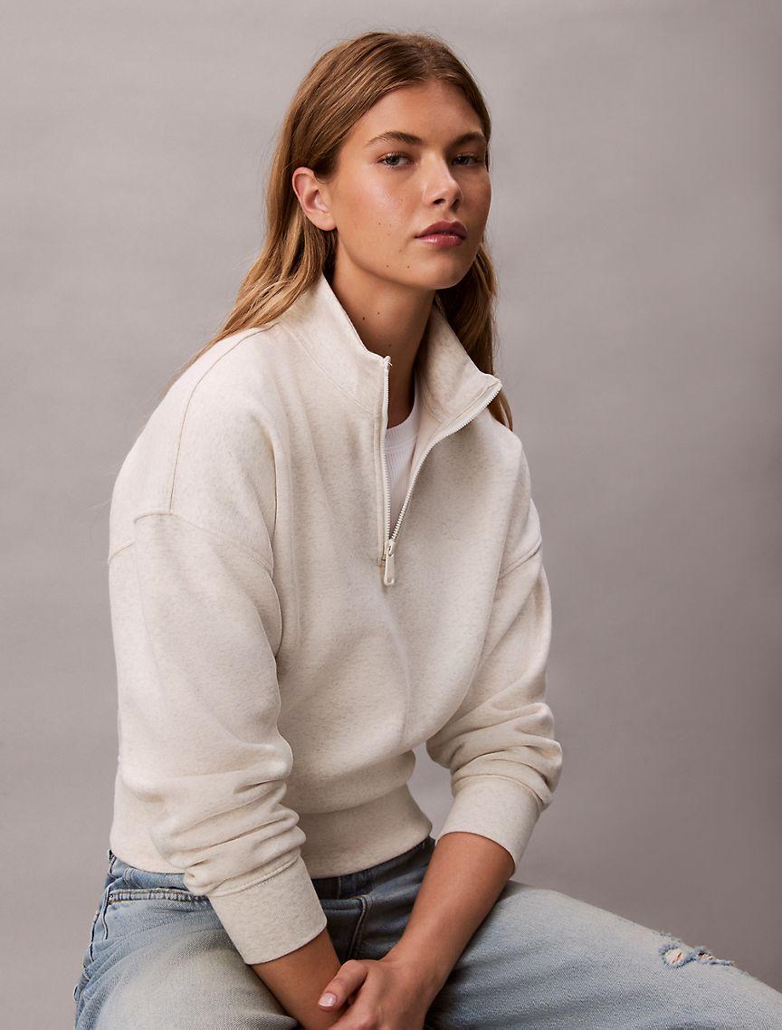 Archive Logo Fleece Quarter Zip Mock Neck Sweatshirt  Product Image