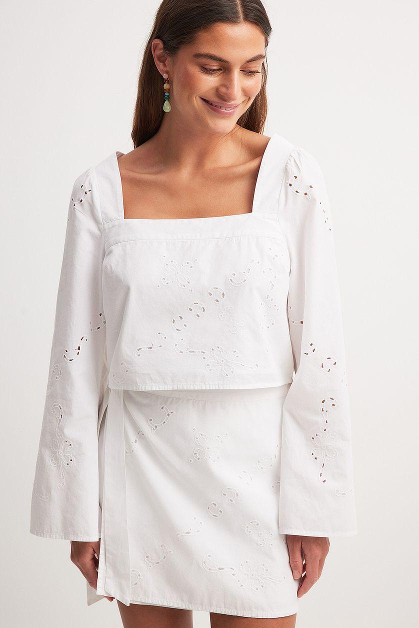 Embroidery Detail Square Neck Blouse Product Image