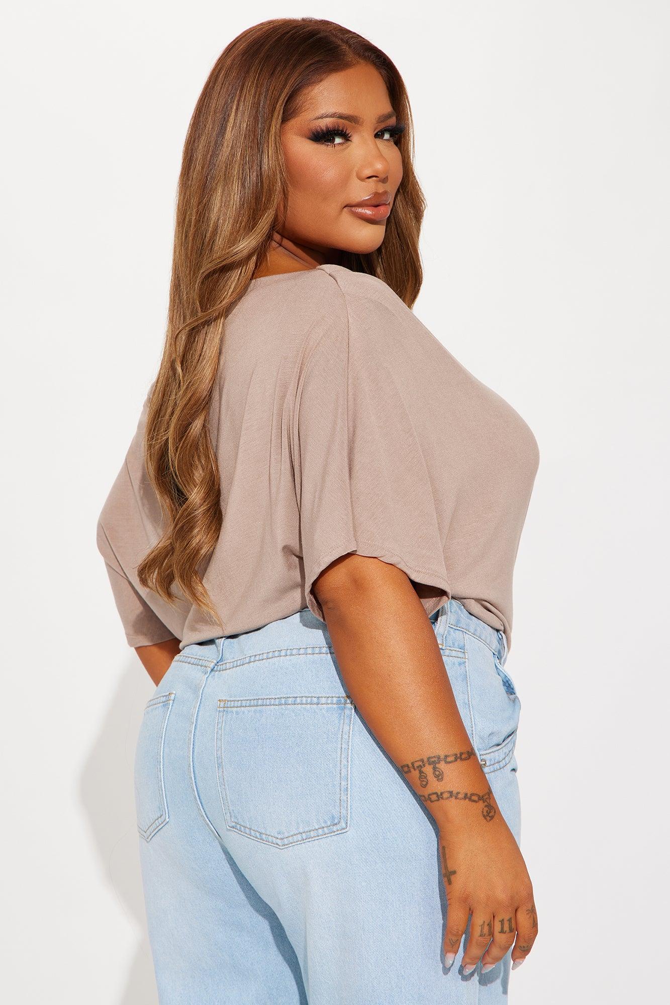 Flatter Me Off Shoulder Bodysuit - Taupe Product Image