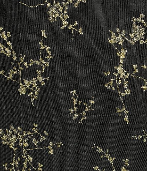 Blondie Nites Floral Patterned Glitter Deep V-Neck Dress Product Image