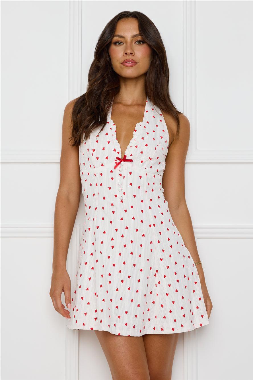 Softly Sparkling Halter Mini Dress White Product Image