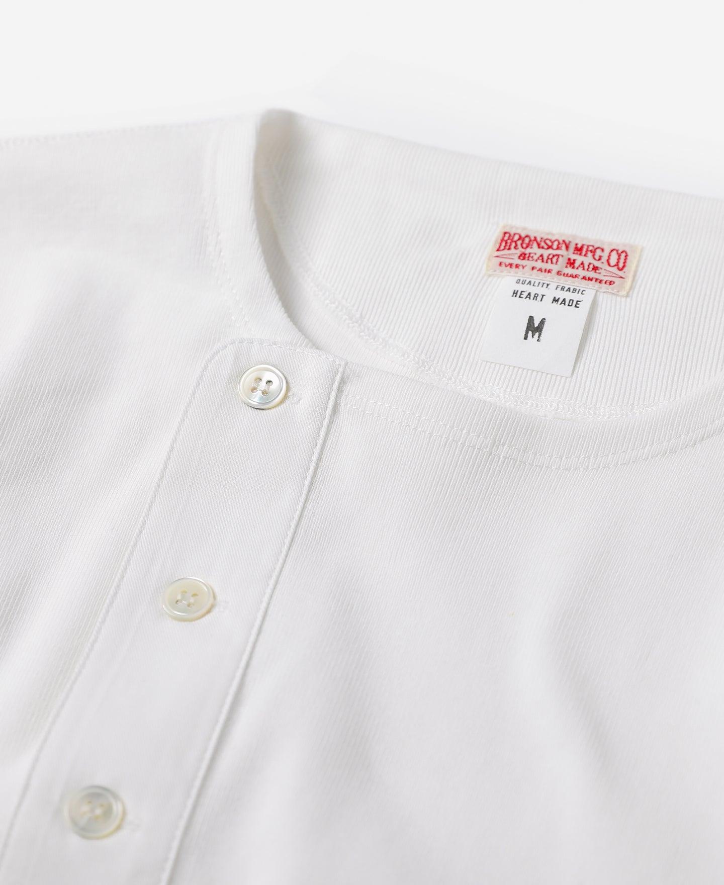 14 oz Side Closing Henley Shirt - White Product Image