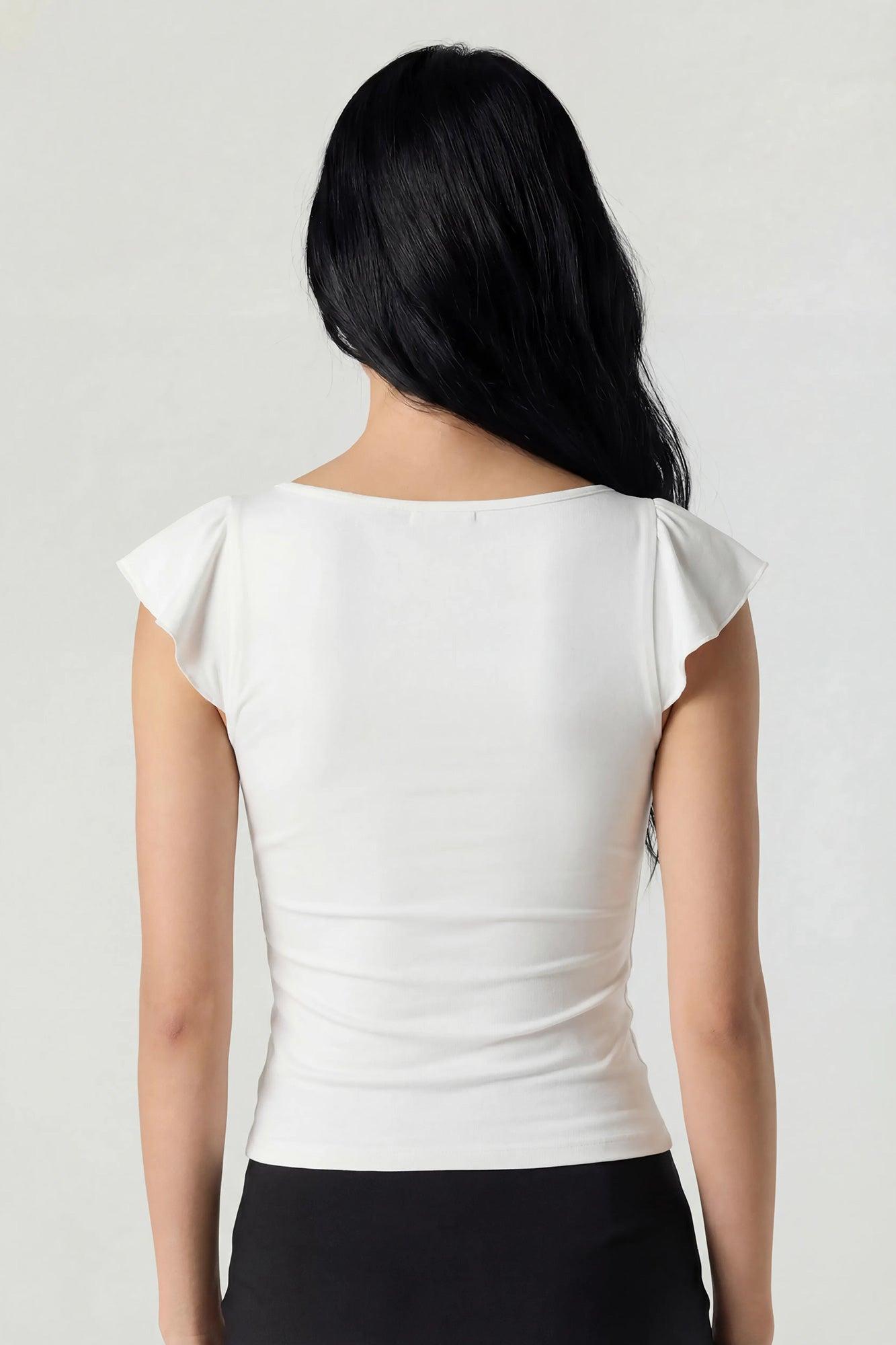 V-Neck Ruffle Tie Front Top Female Product Image
