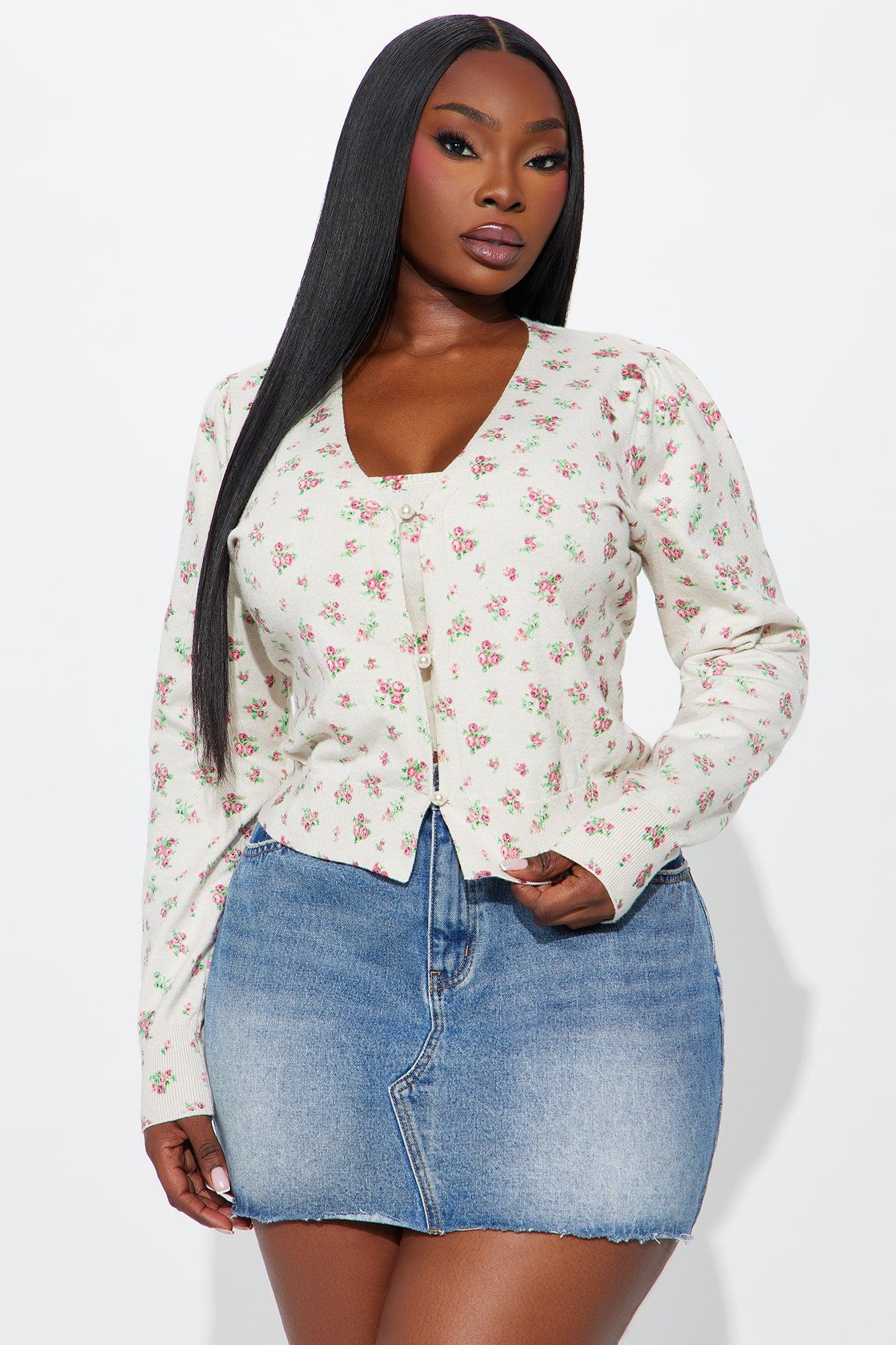 Soft Blossom Floral 2 Piece Cardigan - Cream/combo Female Product Image