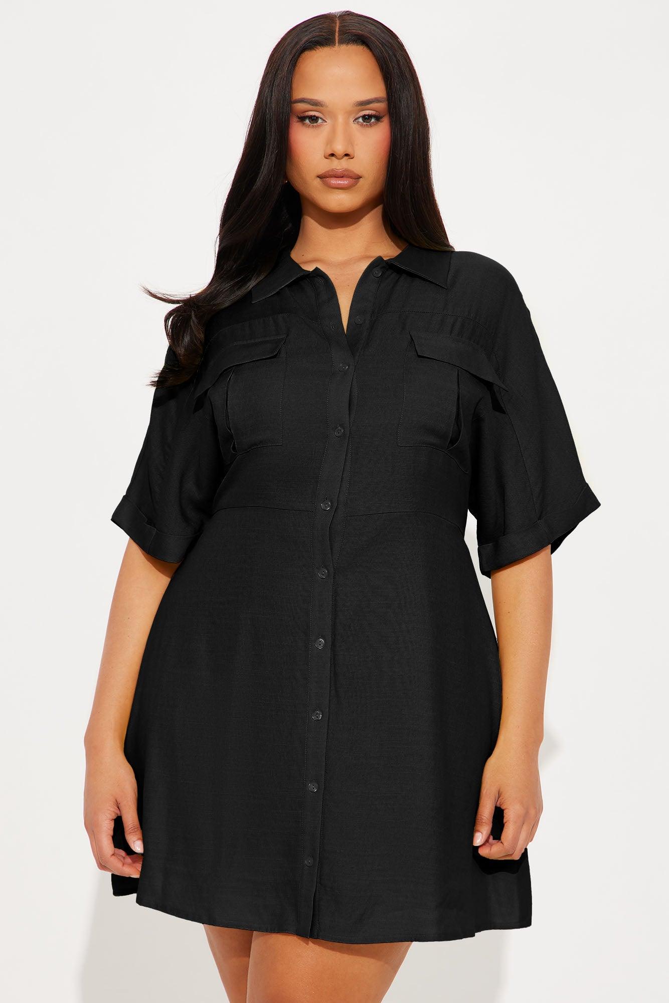Penny Mini Shirt Dress - Black Female Product Image