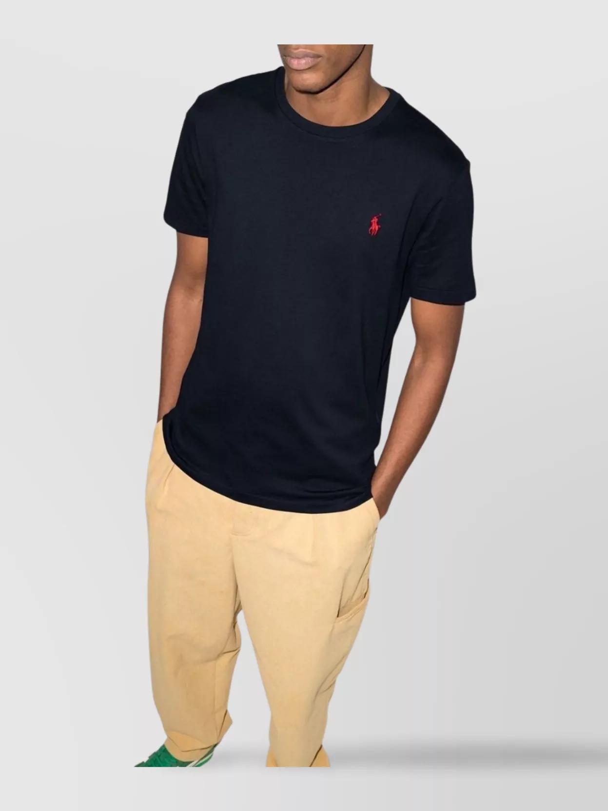 POLO RALPH LAUREN Slim-fit Logo-embroidered Cotton-jersey T-shirt In Navy Product Image