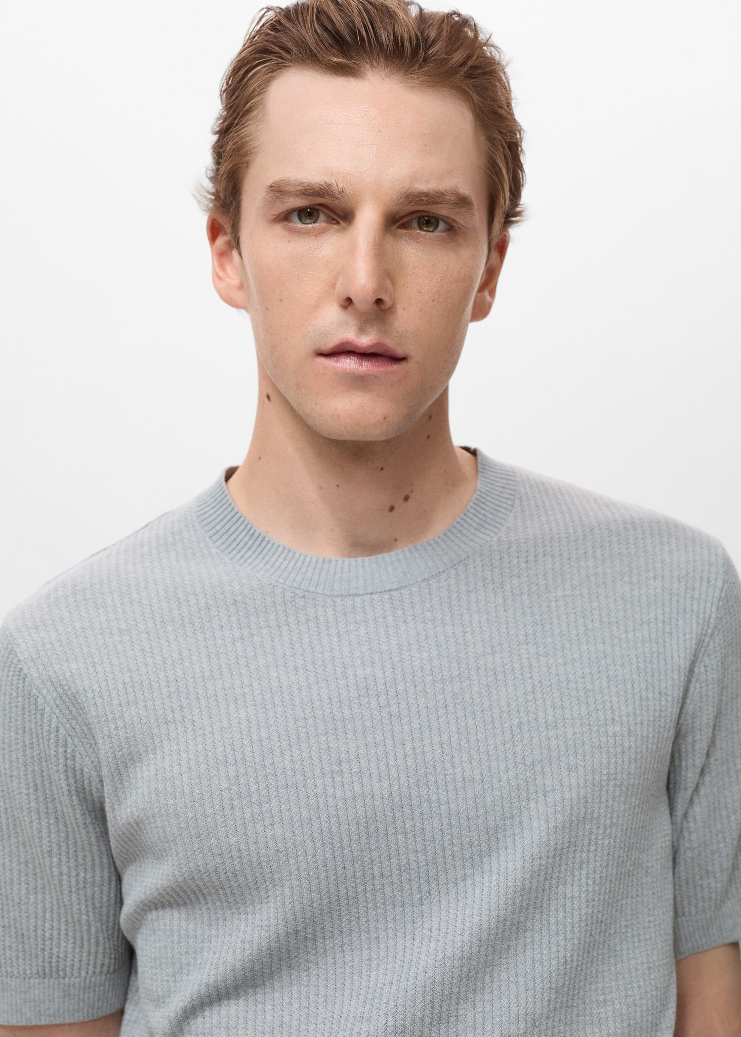 Ribbed  knit t-shirt - Men | MANGO USA Product Image