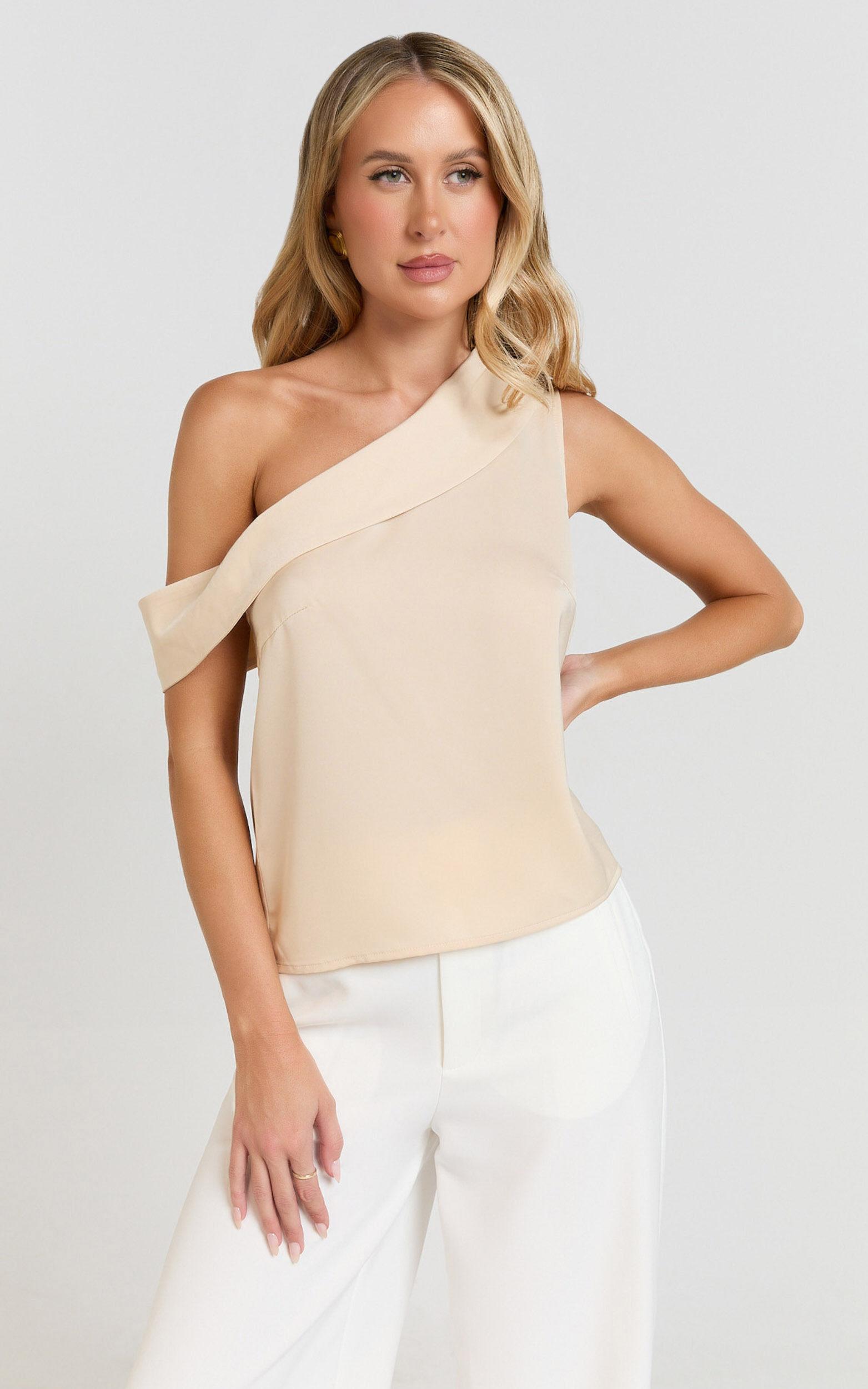 Indah Top - Draped Off Shoulder Top in Ivory Product Image