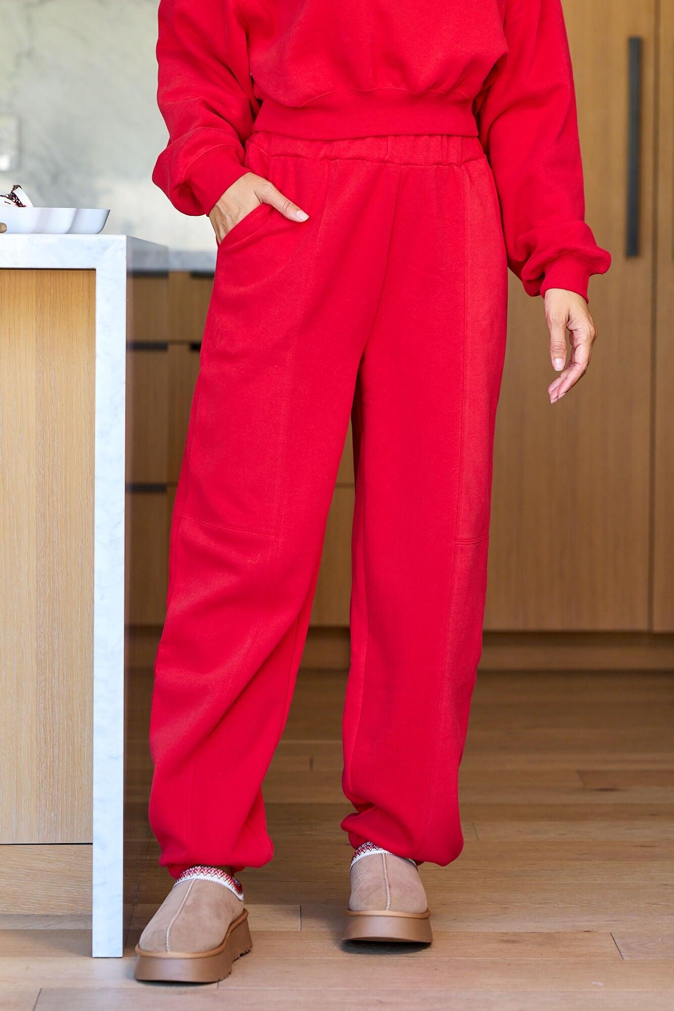 Holiday Red Lounge Jogger Sweatpants - FINAL SALE Product Image