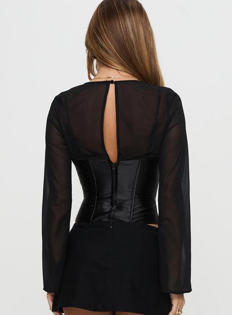Bolda Long Sleeve Corset Top Black Product Image