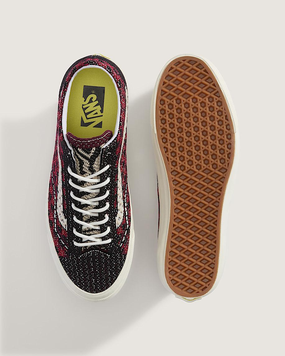 Premium Old Skool Shoe in Geo Check Bordeaux Red| Vans US Product Image