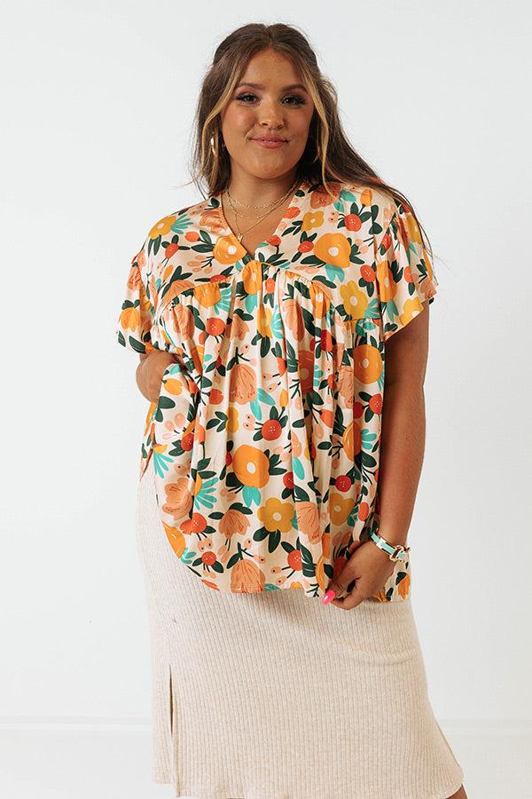 Memories On Repeat Babydoll Top In Champagne Curves Product Image