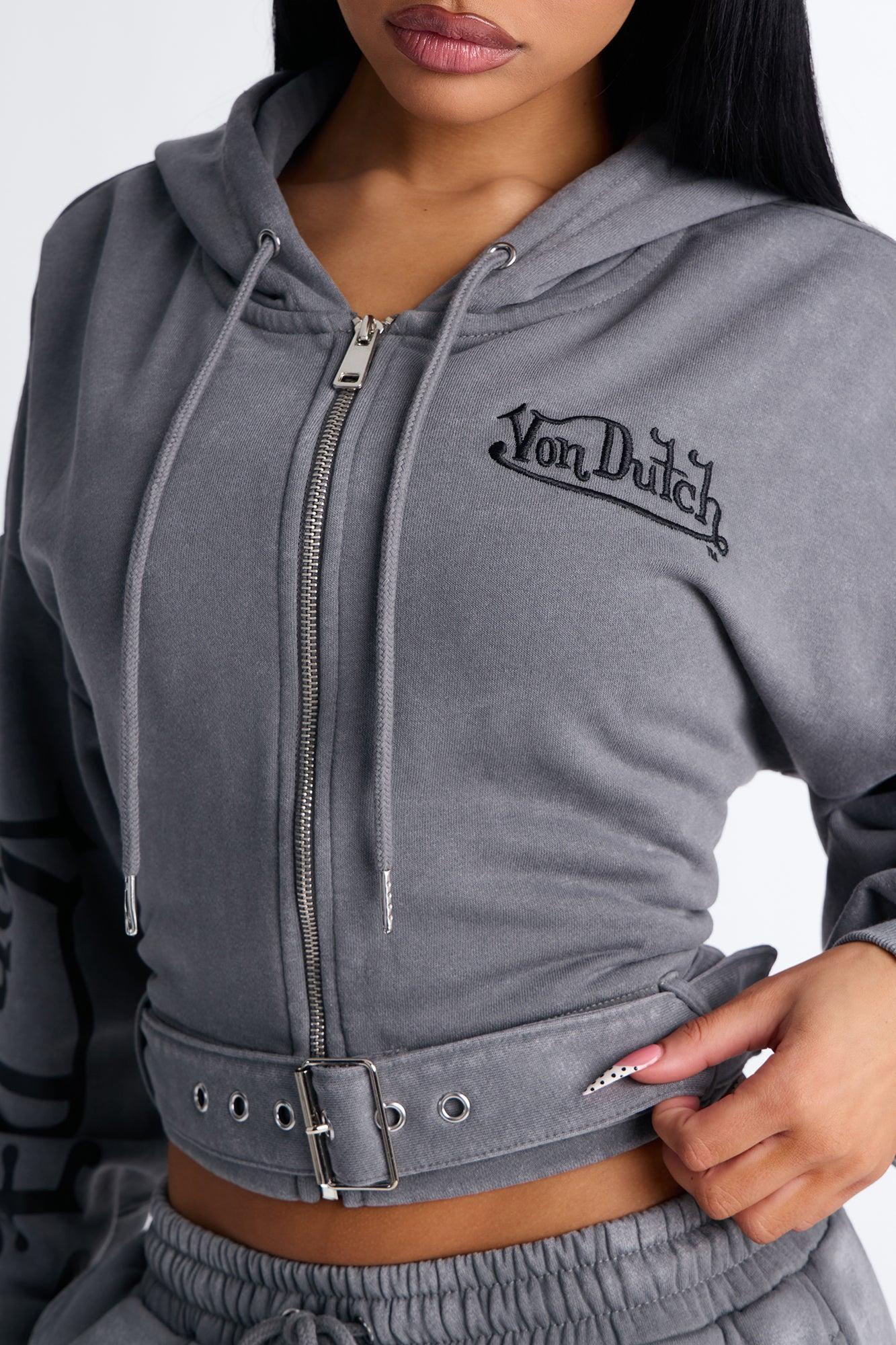 Von Dutch Edgy Washed Fleece Hoodie - Black Wash Female Product Image