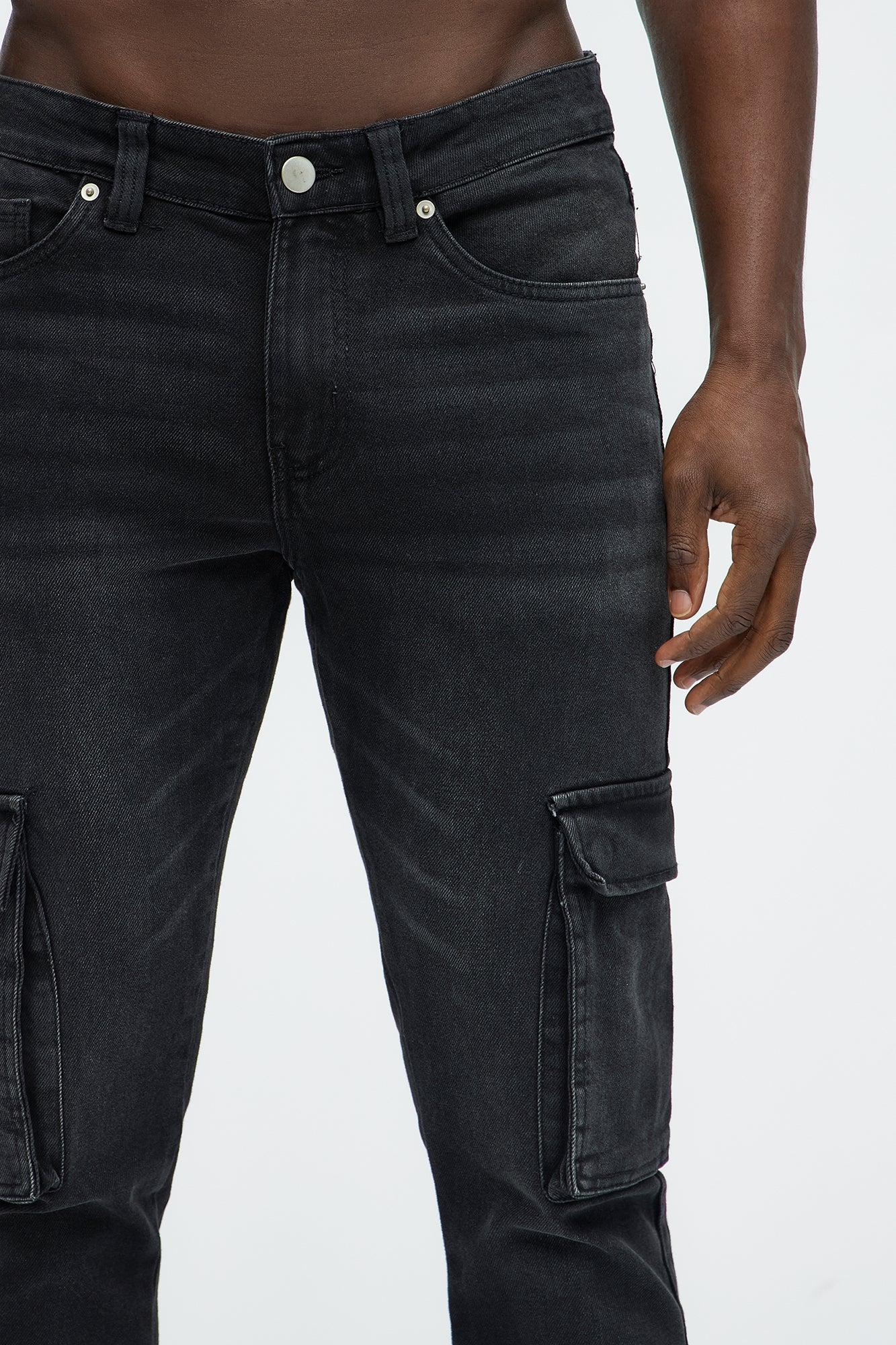 Classic Slim Cargo Jeans - Black Wash Product Image