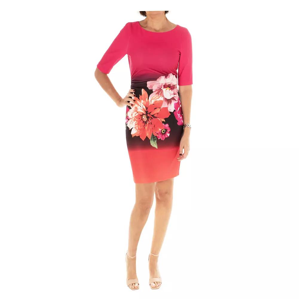 Women's Maison Tara Floral Scuba Bodycon Mini Dress, Size: 8, Pink Team Product Image