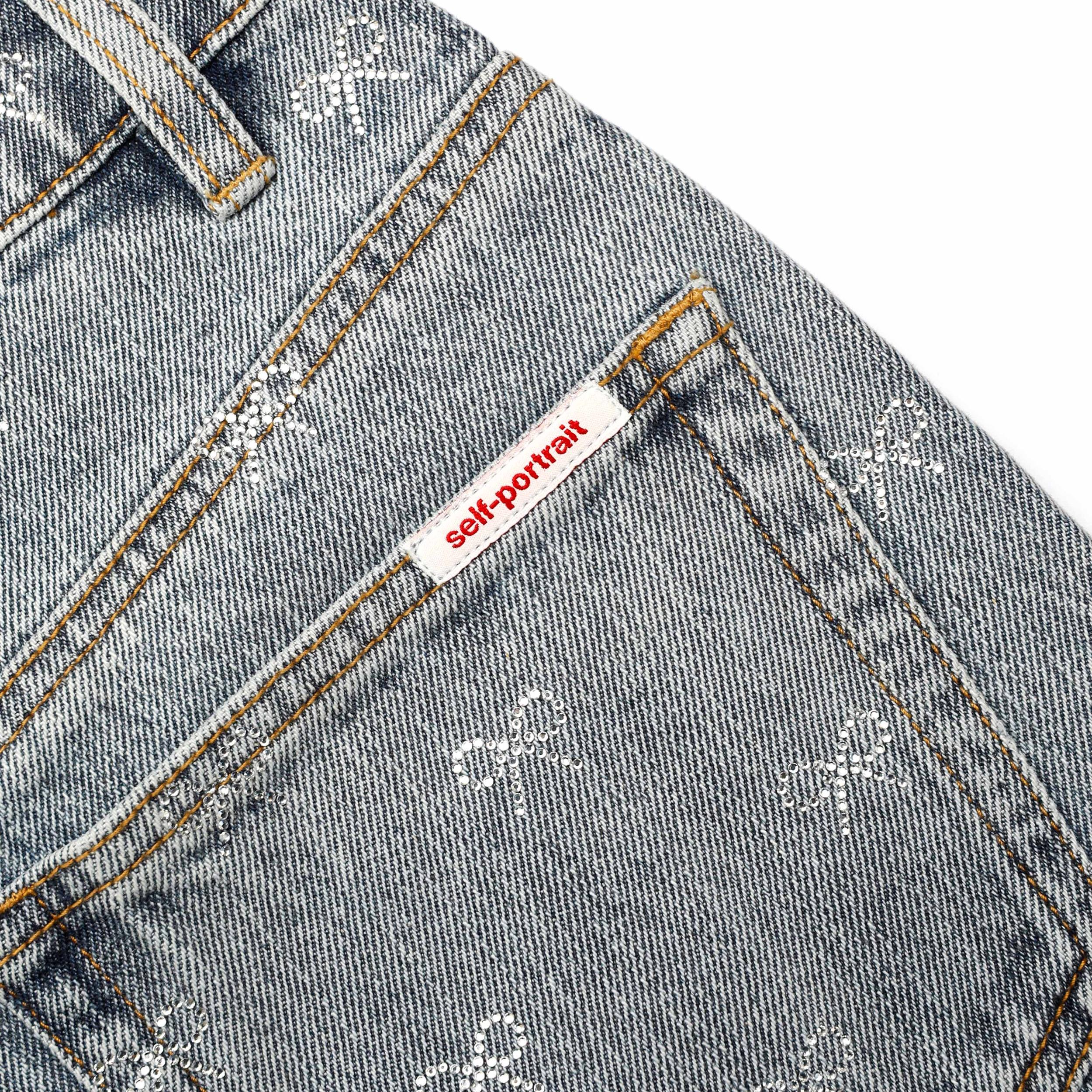 Light Blue Diamante Bow Jeans Product Image