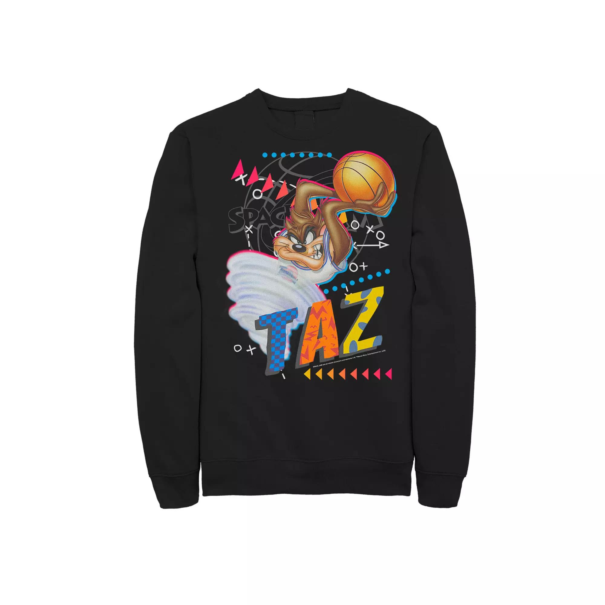 Men's Looney Tunes Space Jam Taz Basketball Portrait Sweatshirt, Size: Small, Black Product Image