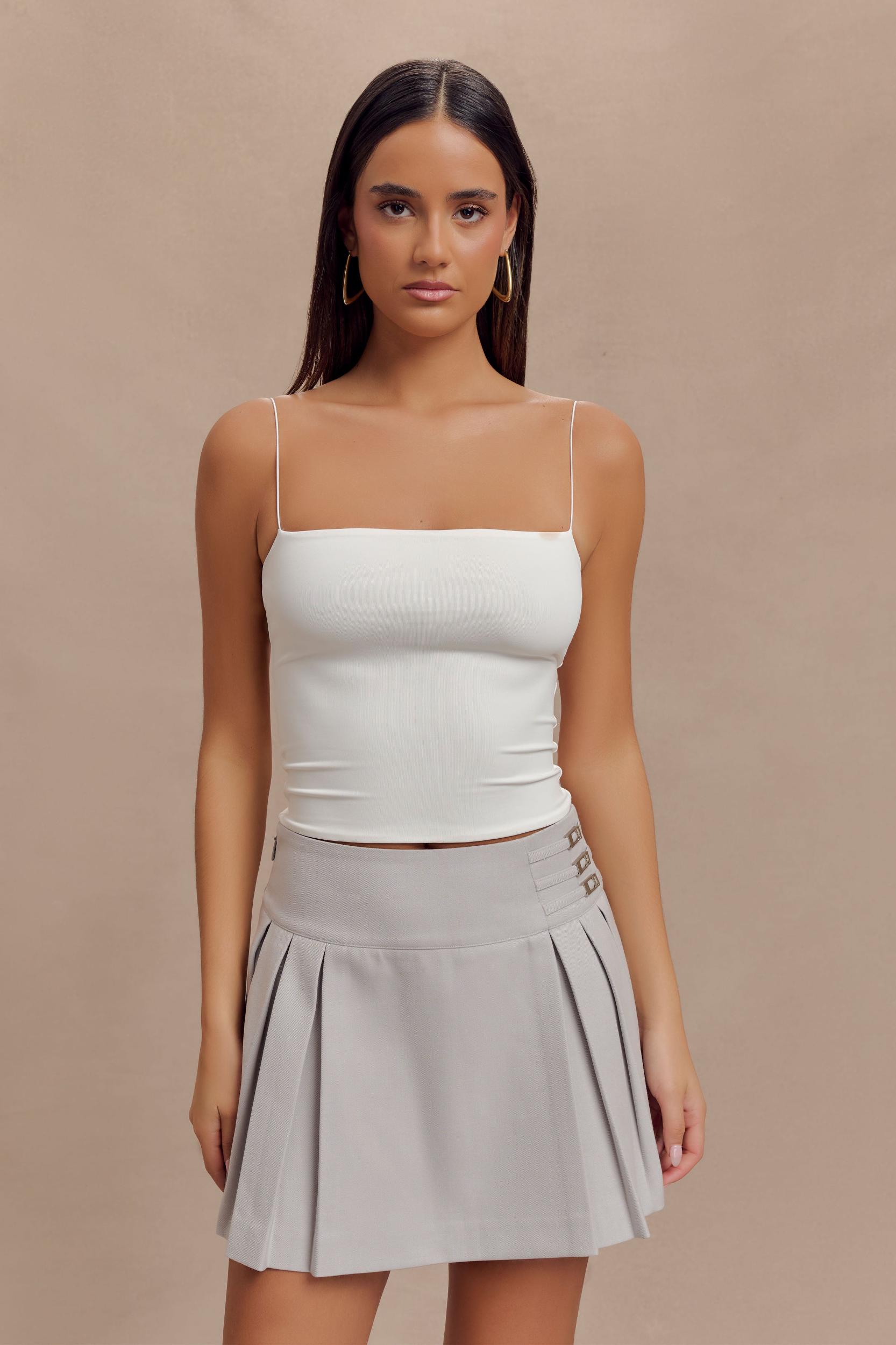 Arya Longline Spaghetti Strap Top - White Product Image