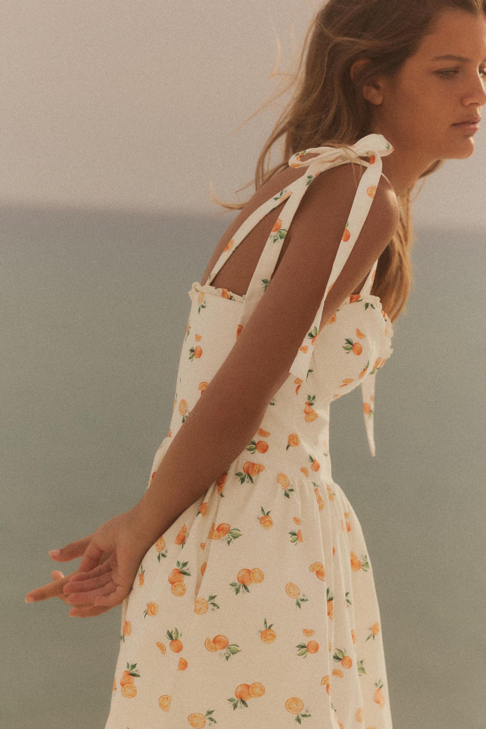 ORANGE PRINT POPLIN DRESS Product Image