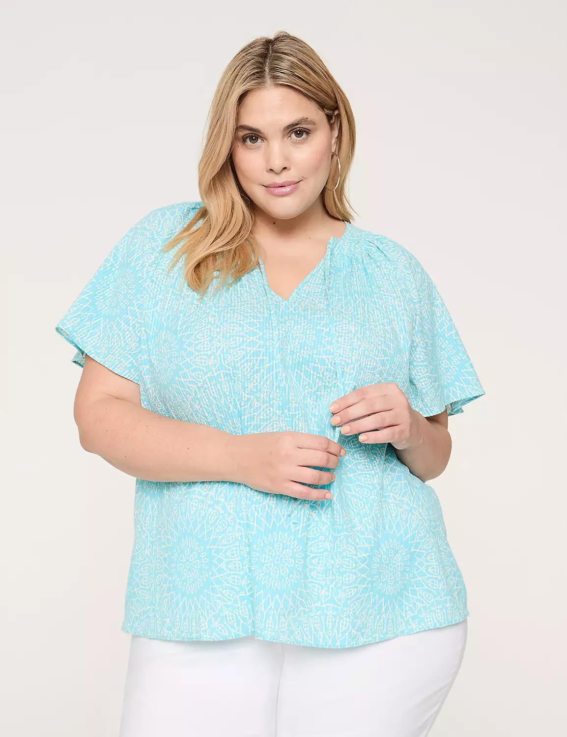 Swing Flutter-Sleeve Popover Blouse Product Image