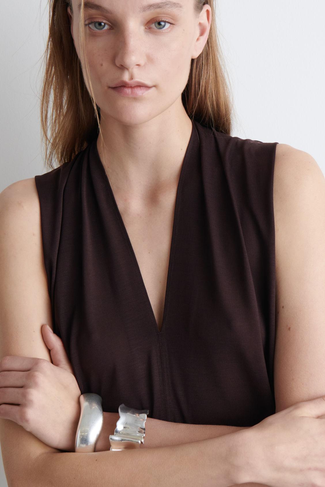 DRAPED V-NECK MAXI DRESS Product Image