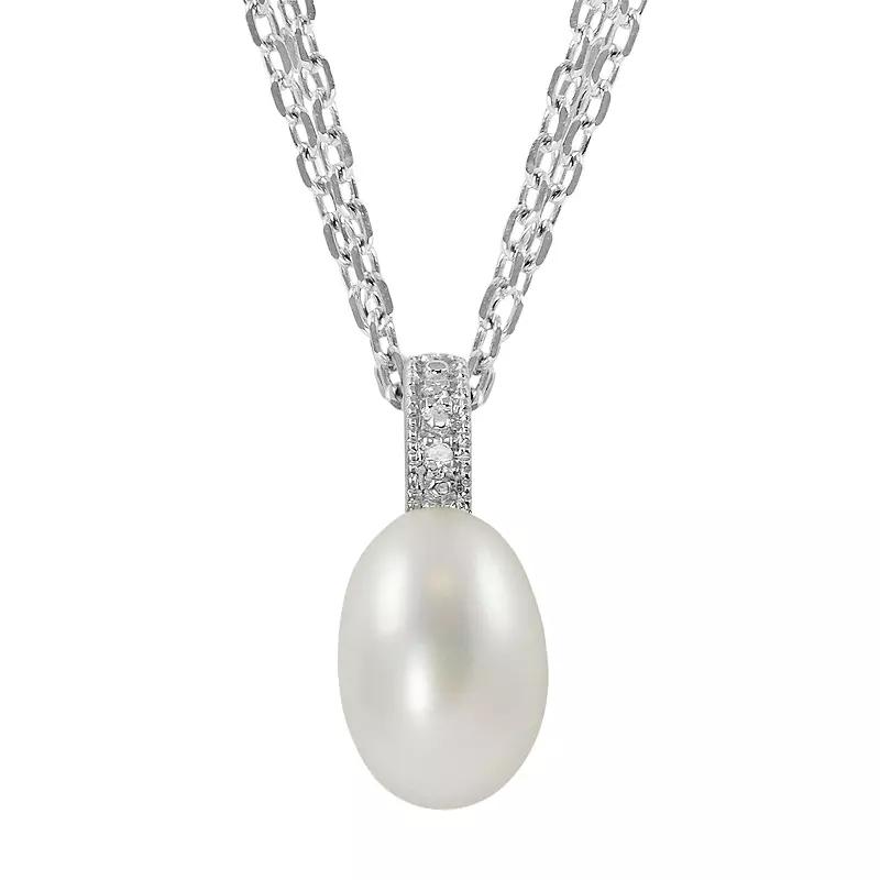 PearLustre by Imperial Sterling Silver Freshwater Cultured Pearl and Diamond Accent Pendant, Women's Product Image