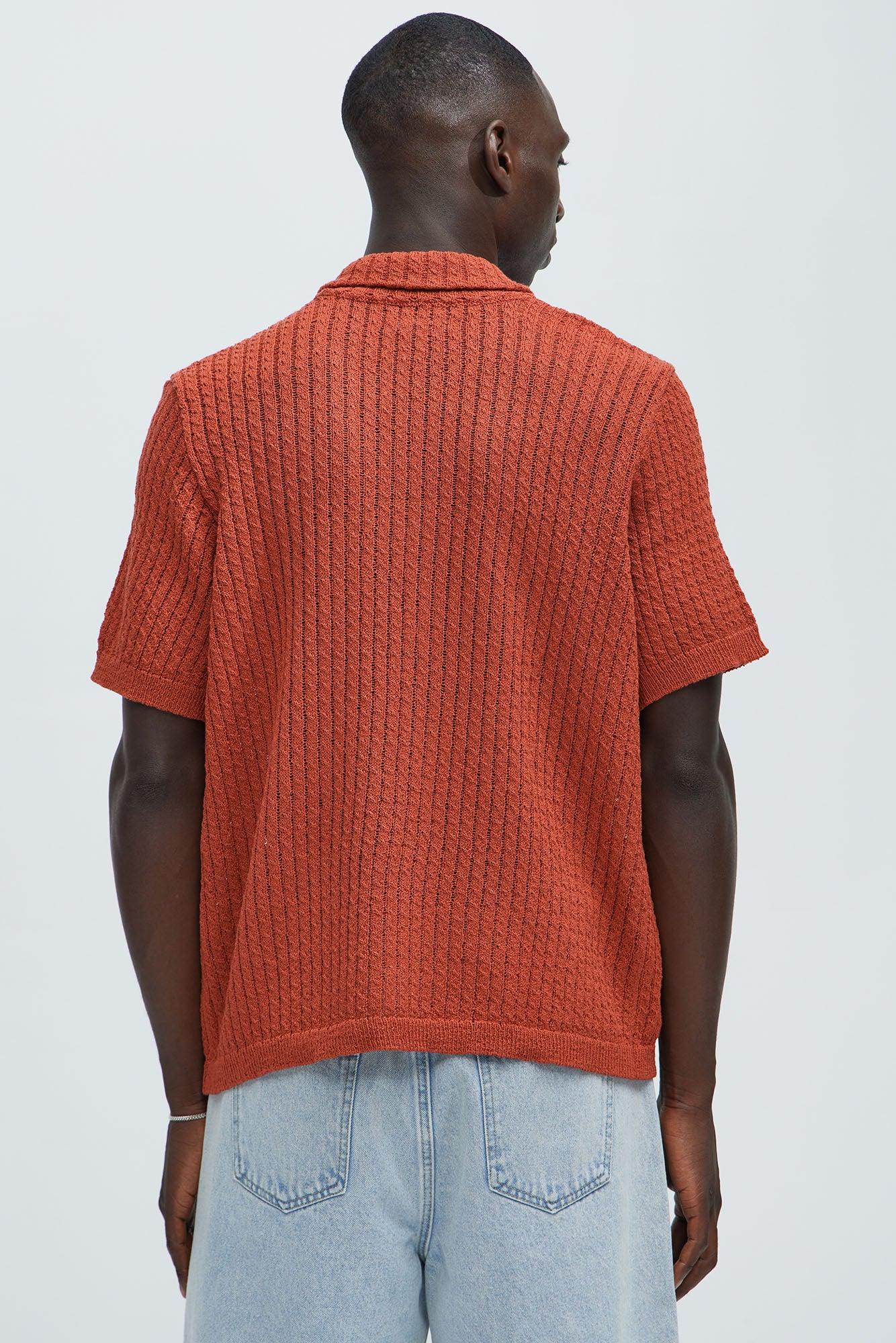 Perez Stripe Knit Shirt - Rust Product Image