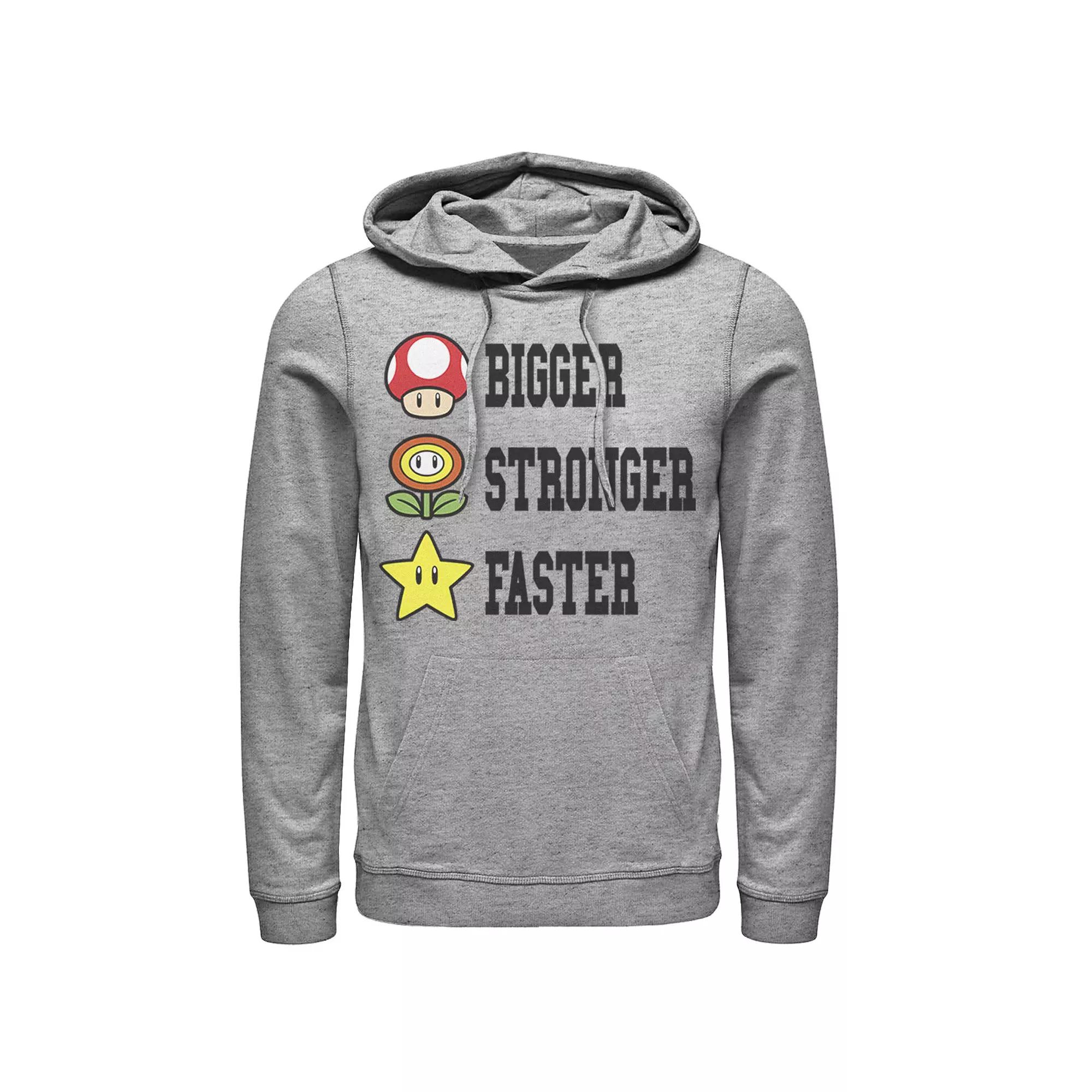 Men's Nintendo Super Mario Bigger Faster Stronger Hoodie,  Product Image