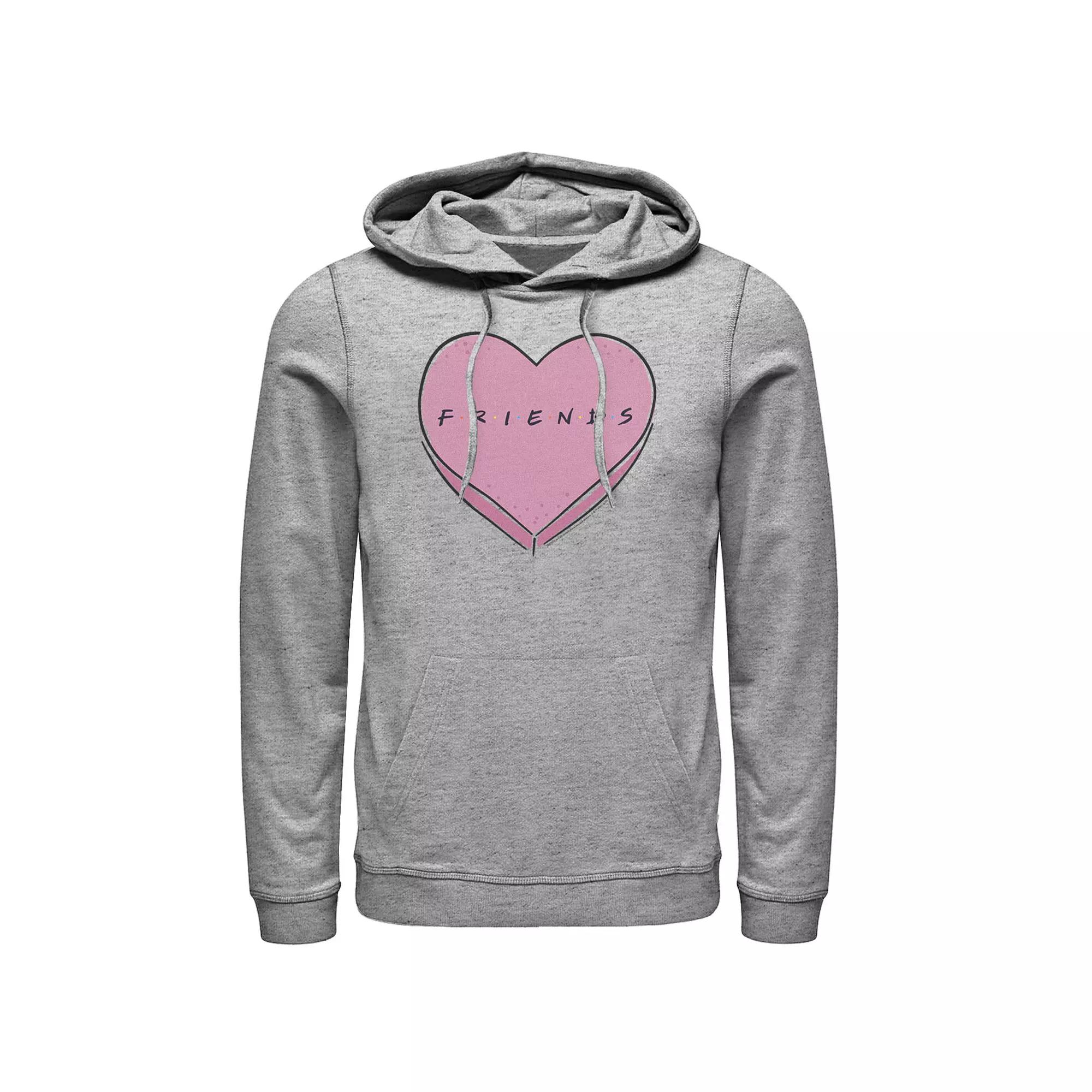 Men's Friends Valentine's Day Candy Heart Logo Hoodie, Size: XL, Athletic Grey Product Image
