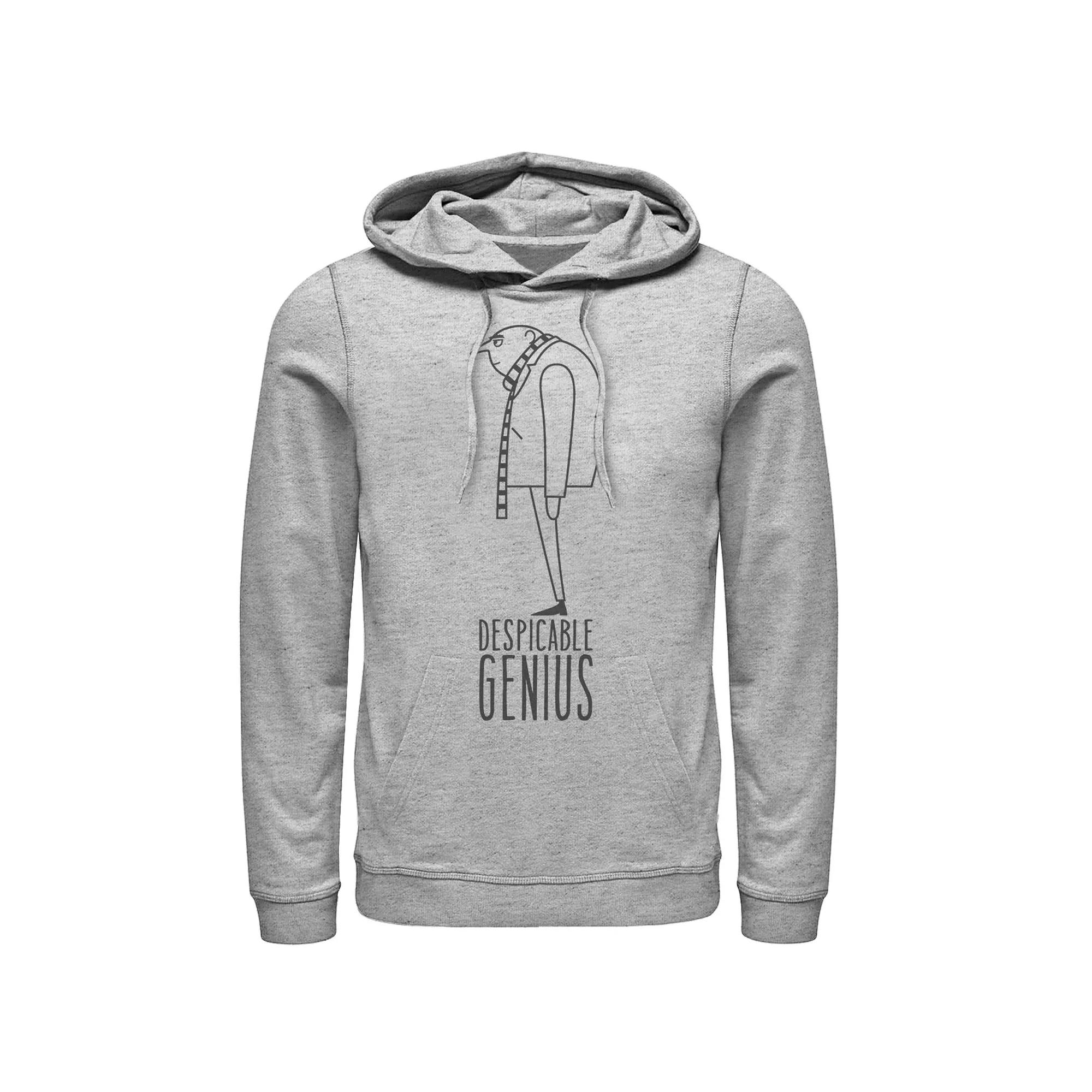 Men's Despicable Me Minions Gru Outline Side View Pullover Hoodie, Size: XL, Athletic Grey Product Image