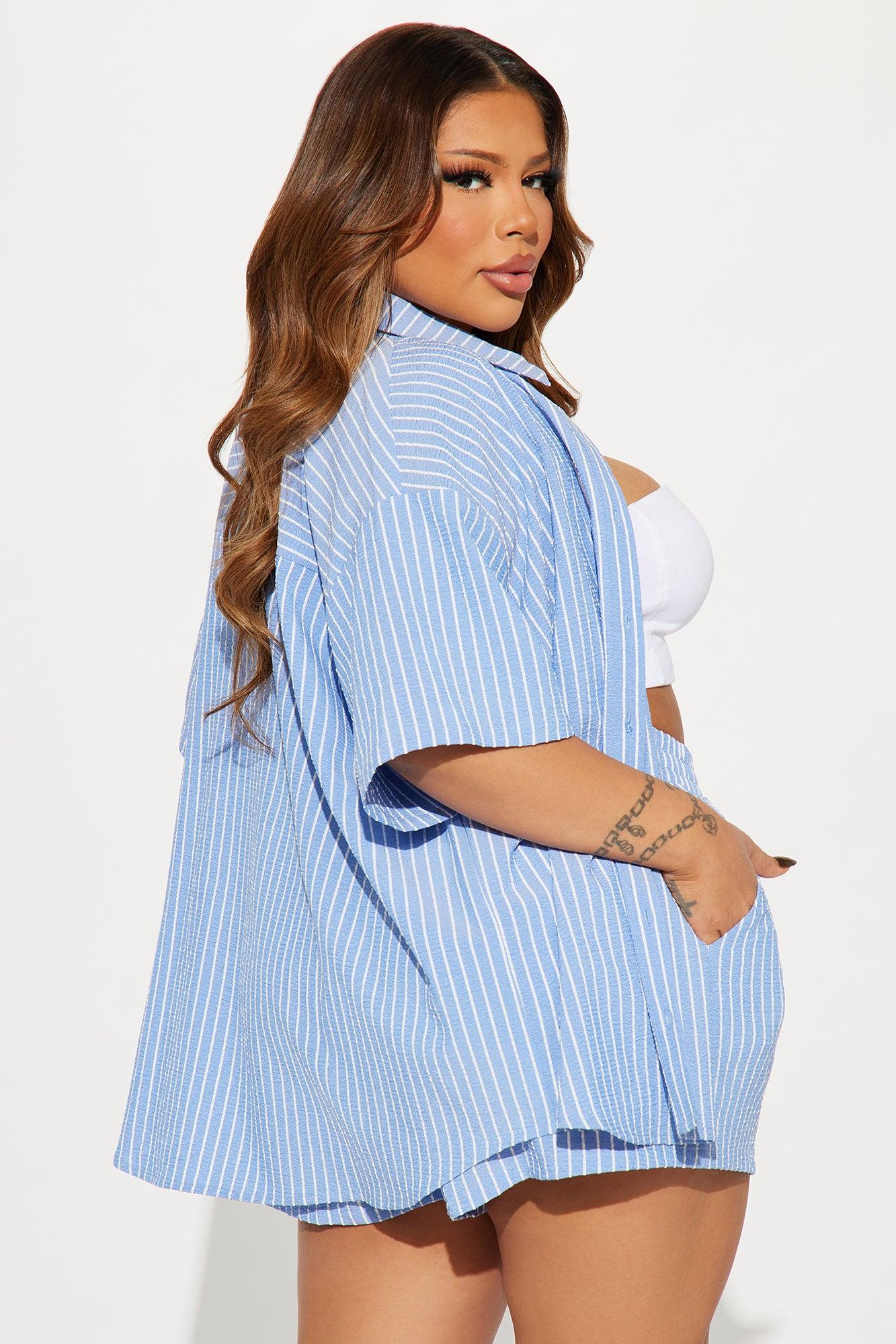 Lily Striped Short Set - Blue Product Image