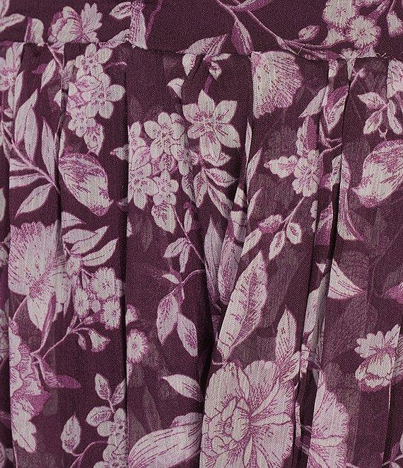 B. Darlin Sleeveless Floral Print Tie Shoulder Sweetheart Neck Shirred Midi Dress Product Image