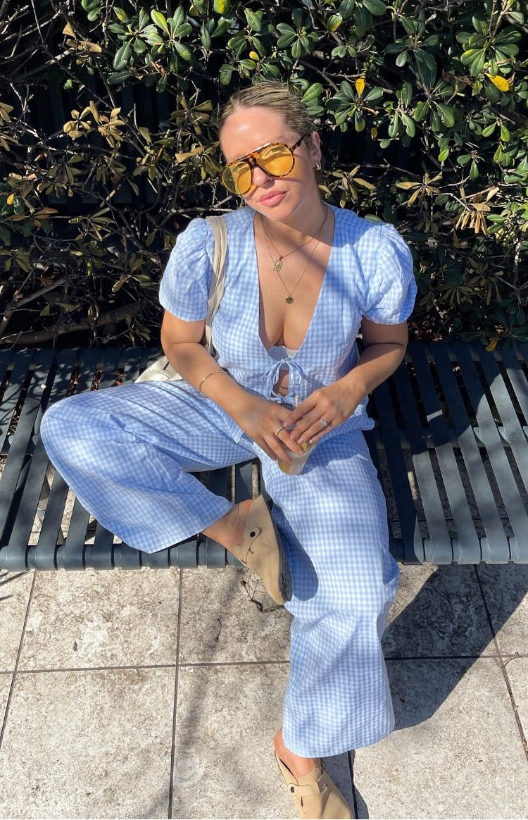 Lunya Blue Gingham Pants Baby Product Image