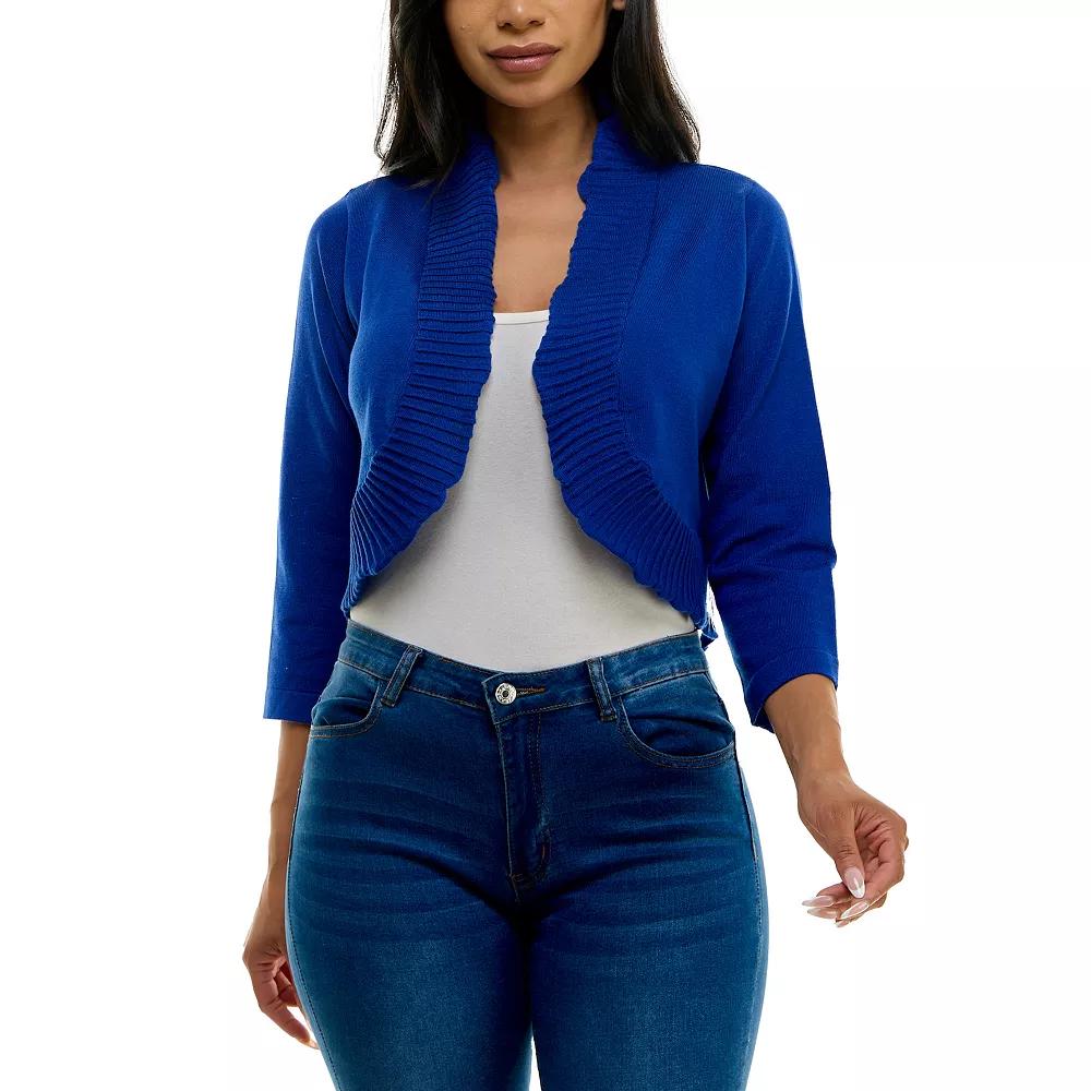 Women's Nina Leonard Curved Pleated Ruffle Bolero,  Product Image