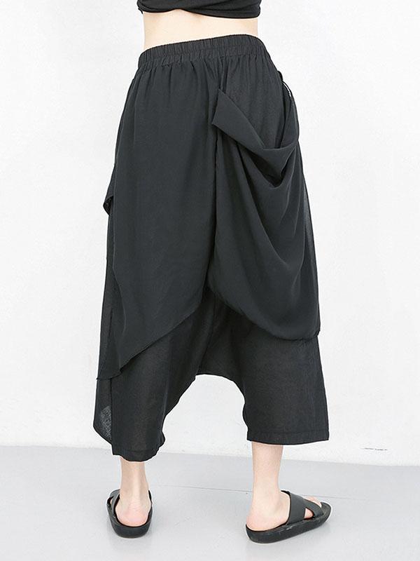 Harem Pants Loose Pleated Solid Color Ninth Pants Product Image