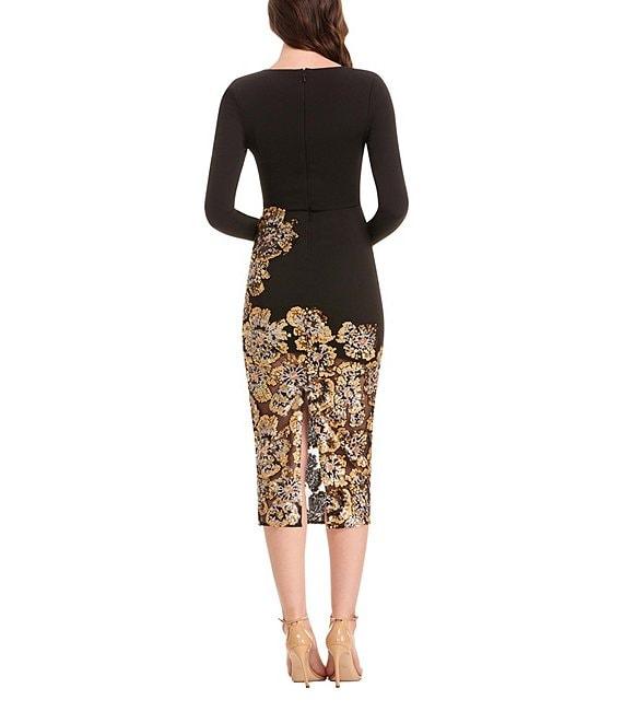 Dress the Population Mara Long Sleeve Sequin Bodycon Midi Dress Product Image