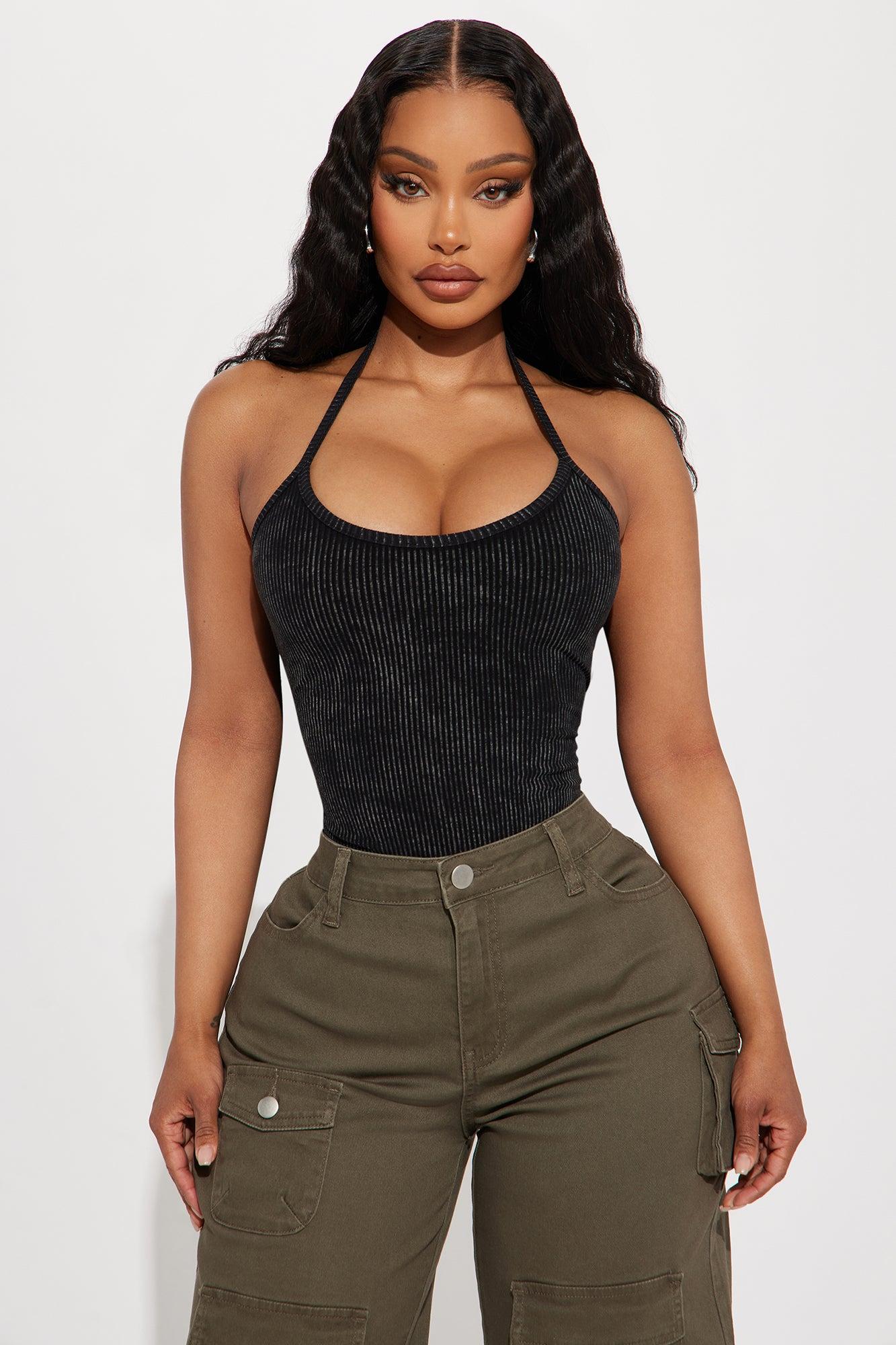 Ari Washed Bodysuit - Black Wash Product Image