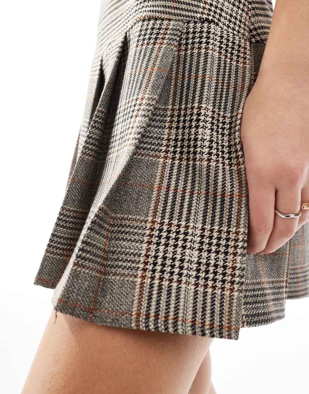 ASOS DESIGN pleated mini skirt in check Product Image