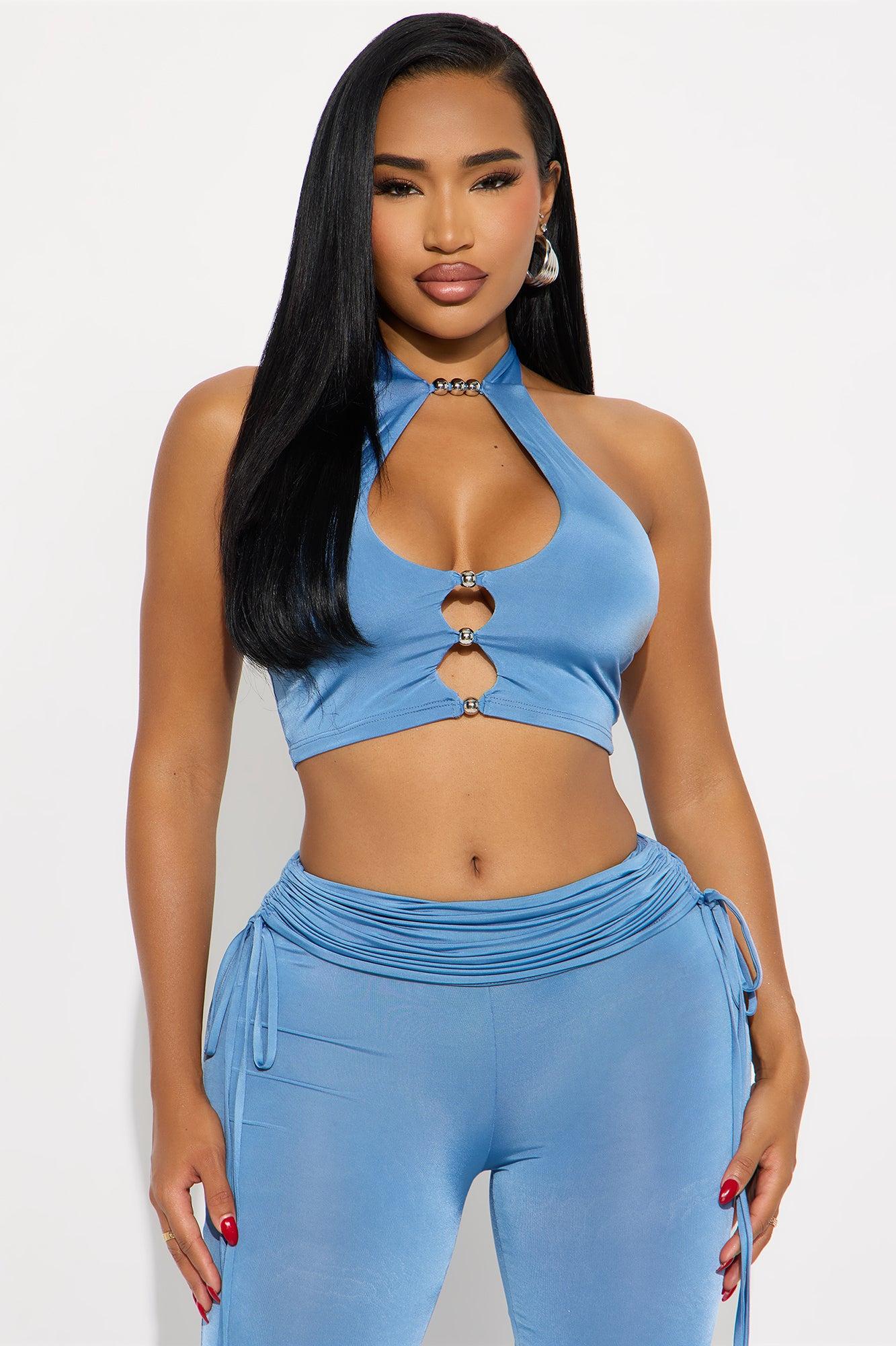 Azura Halter Pant Set - Slate Blue Female Product Image
