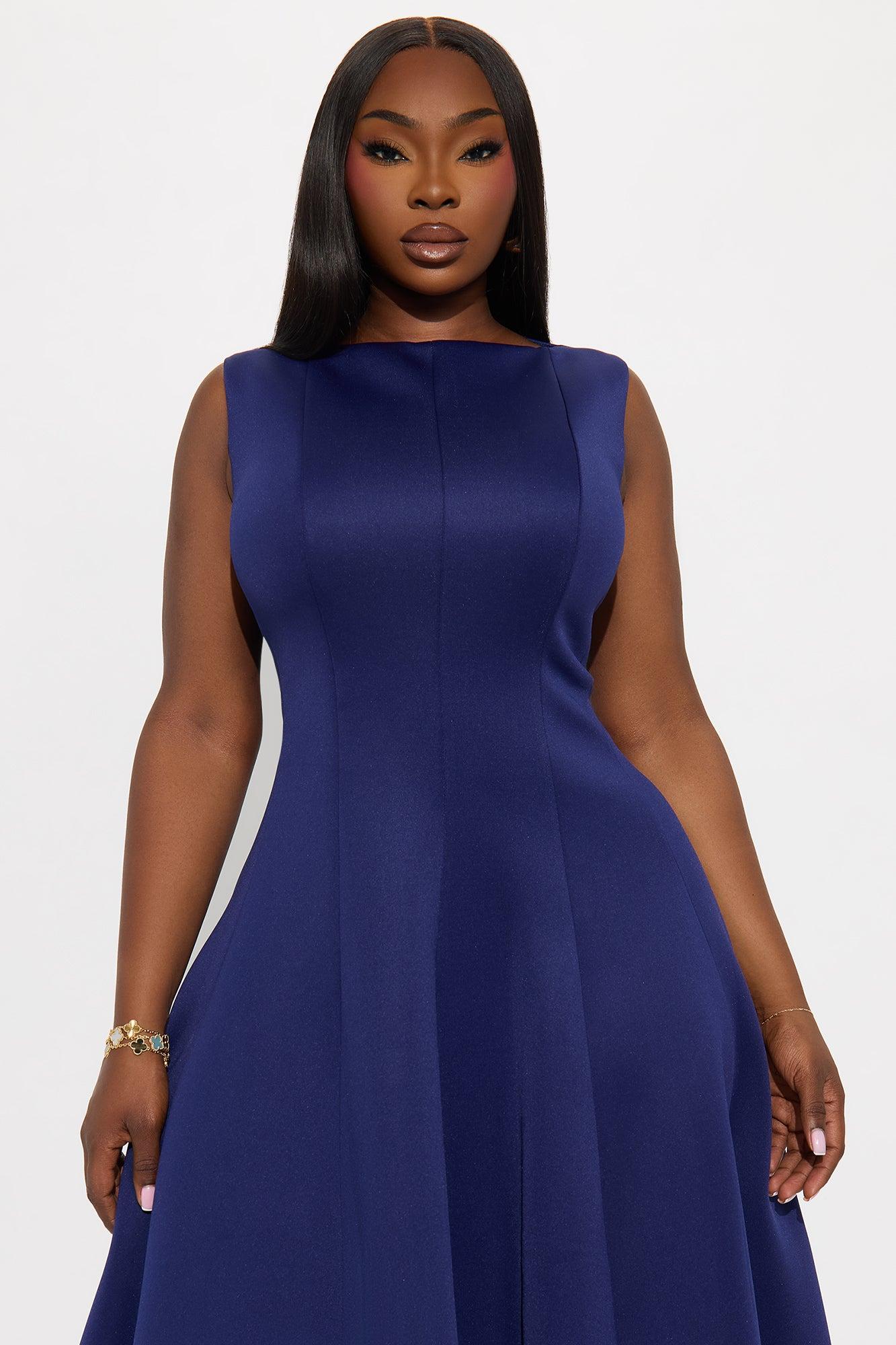 Sweet Sunday Pleated Midi Dress - Navy Product Image