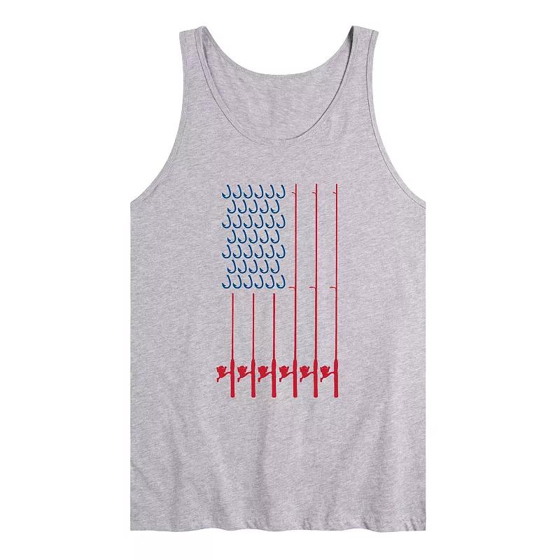 Men's Fishing Pole Americana Flag Graphic Tank Top,  Product Image