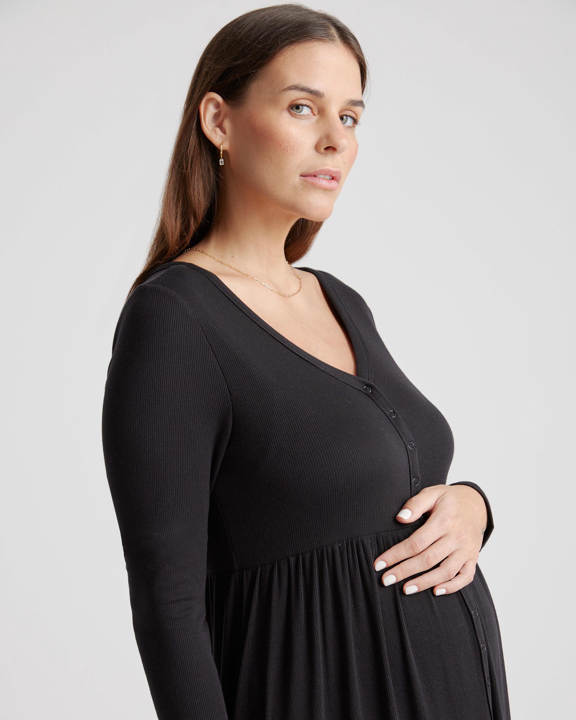Quince | Women's Tencel Rib Maternity & Nursing Button Front Dress Size XS Product Image