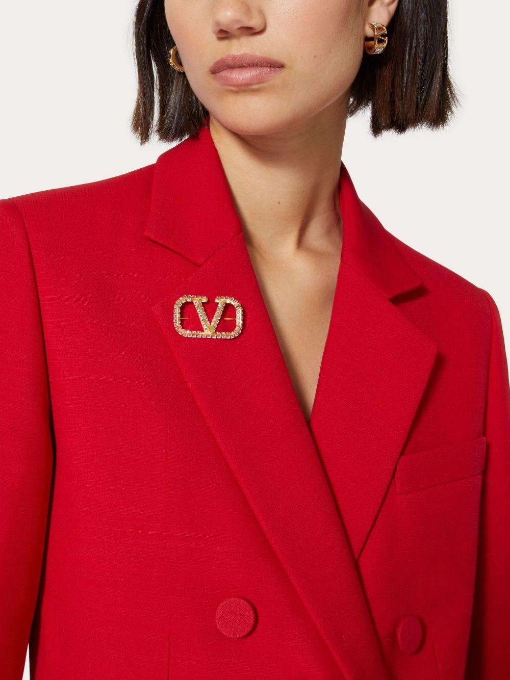 VLogo Signature crystal-embellished brooch Product Image