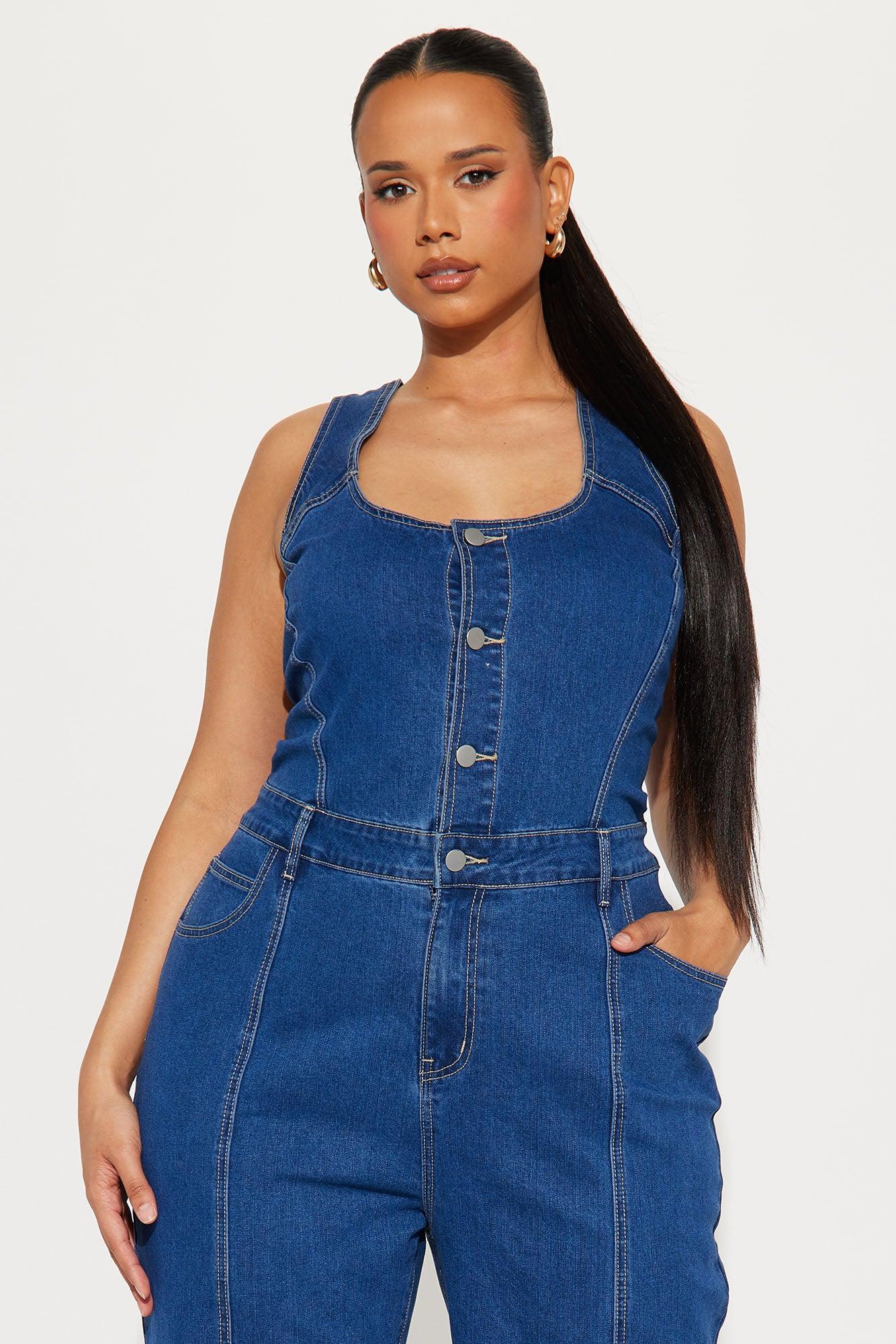 Jane Denim Jumpsuit  - Dark Wash Product Image