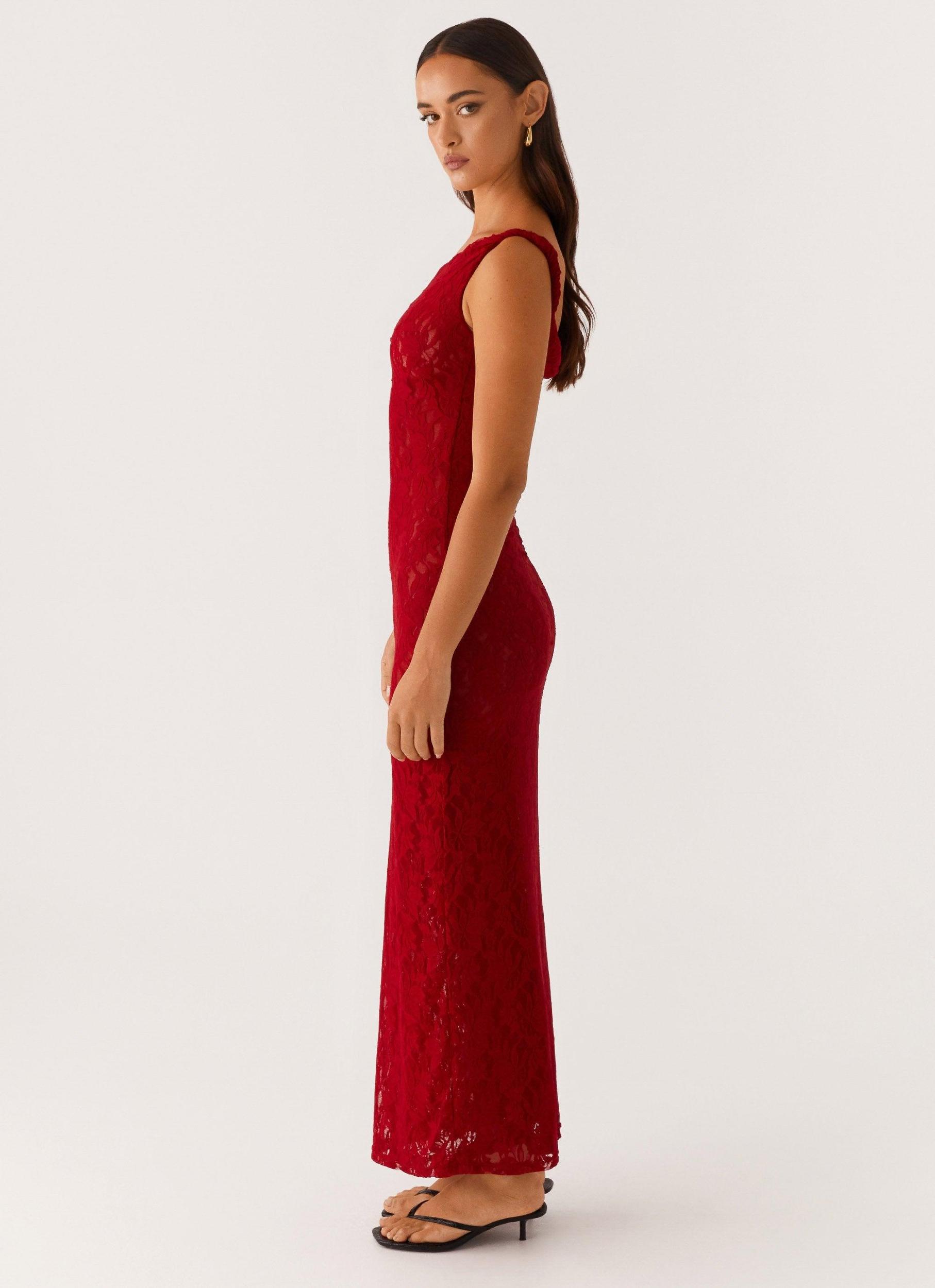 Arabella Twist Shoulder Maxi Dress - Maroon Product Image