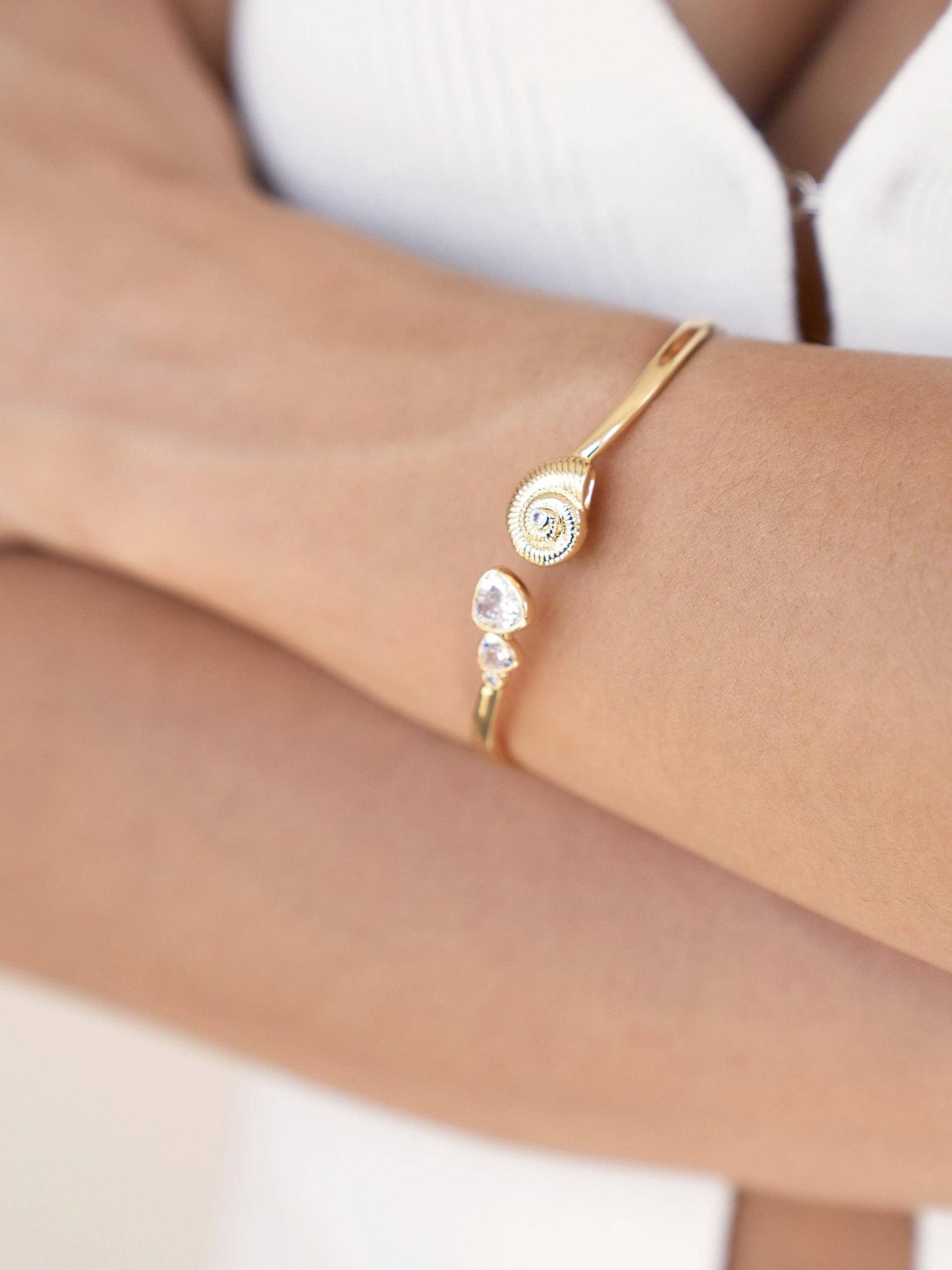 Ettika Golden Nautilus Shell Cuff Bracelet Product Image