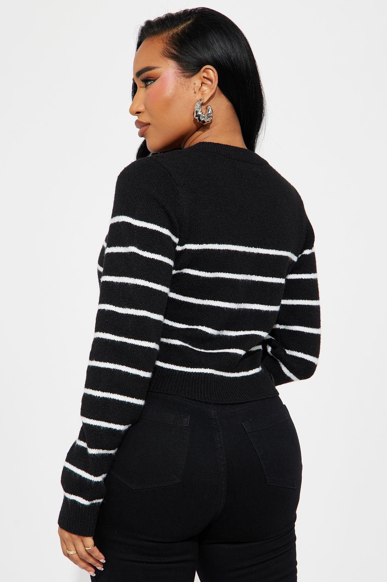 Simple Stripes Cardigan  - Black/White Product Image