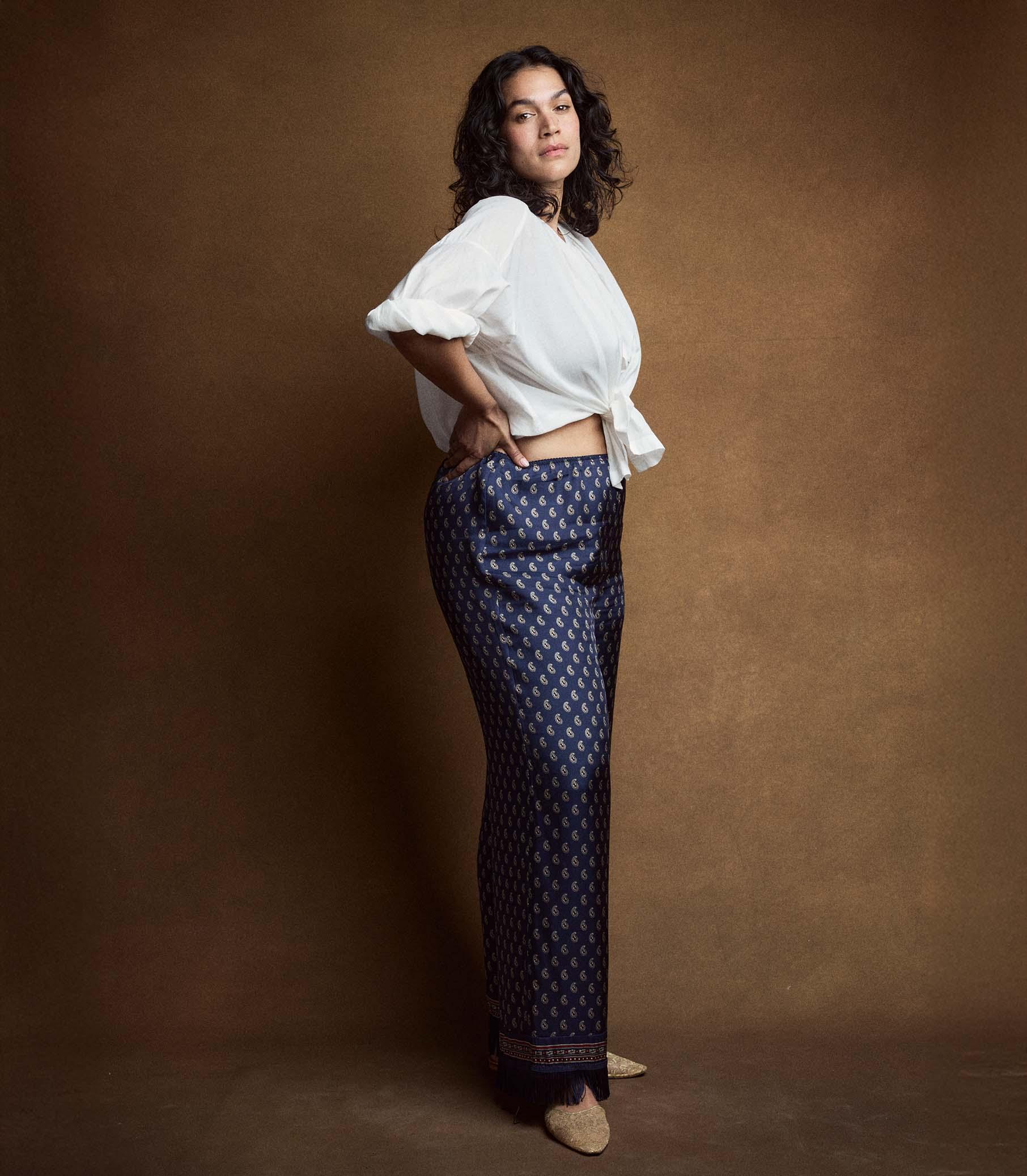 LAVON FRINGE PANT -- BLEU TAORMINA PAISLEY Product Image